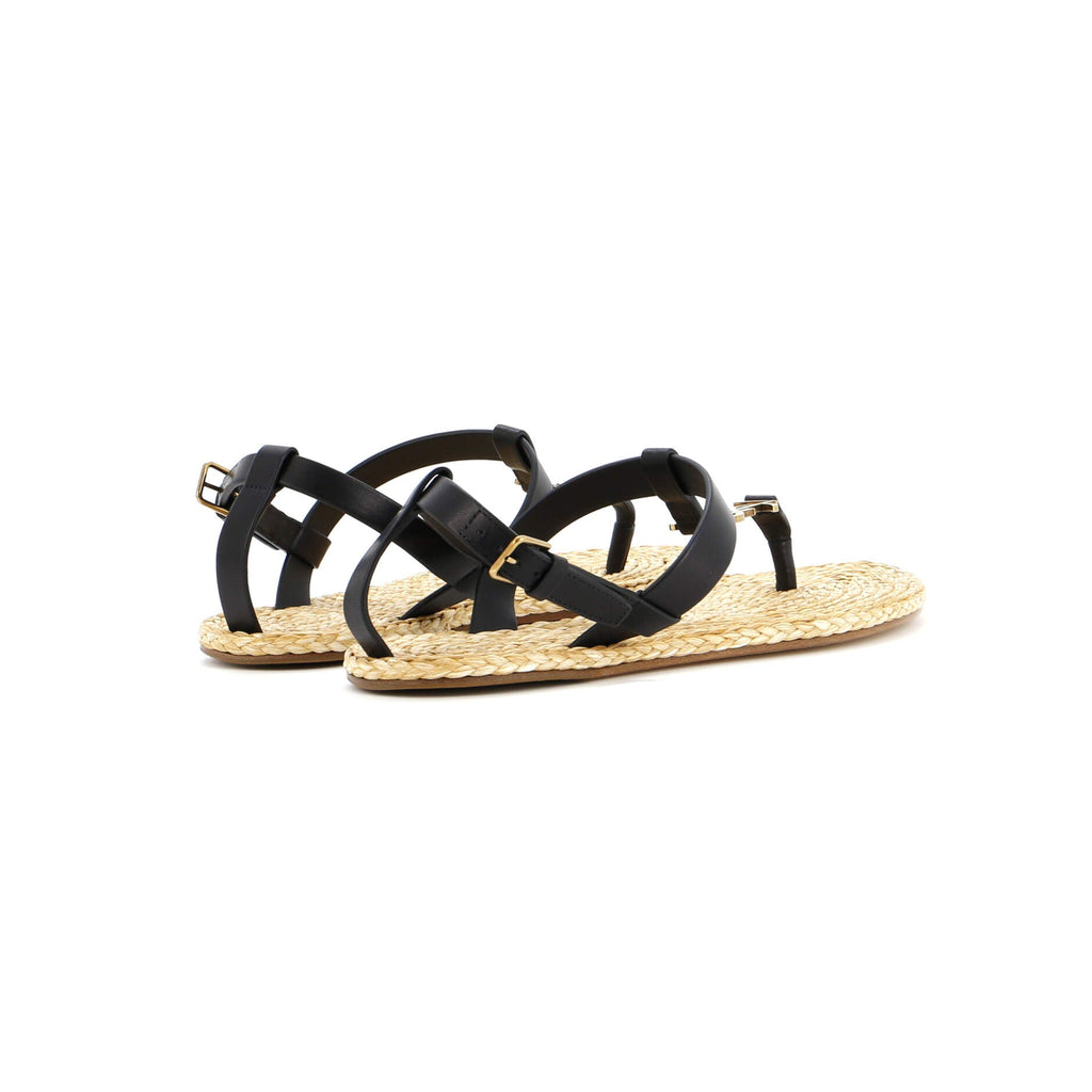 Women's Monogram Thong Sandals Leather and Raffia