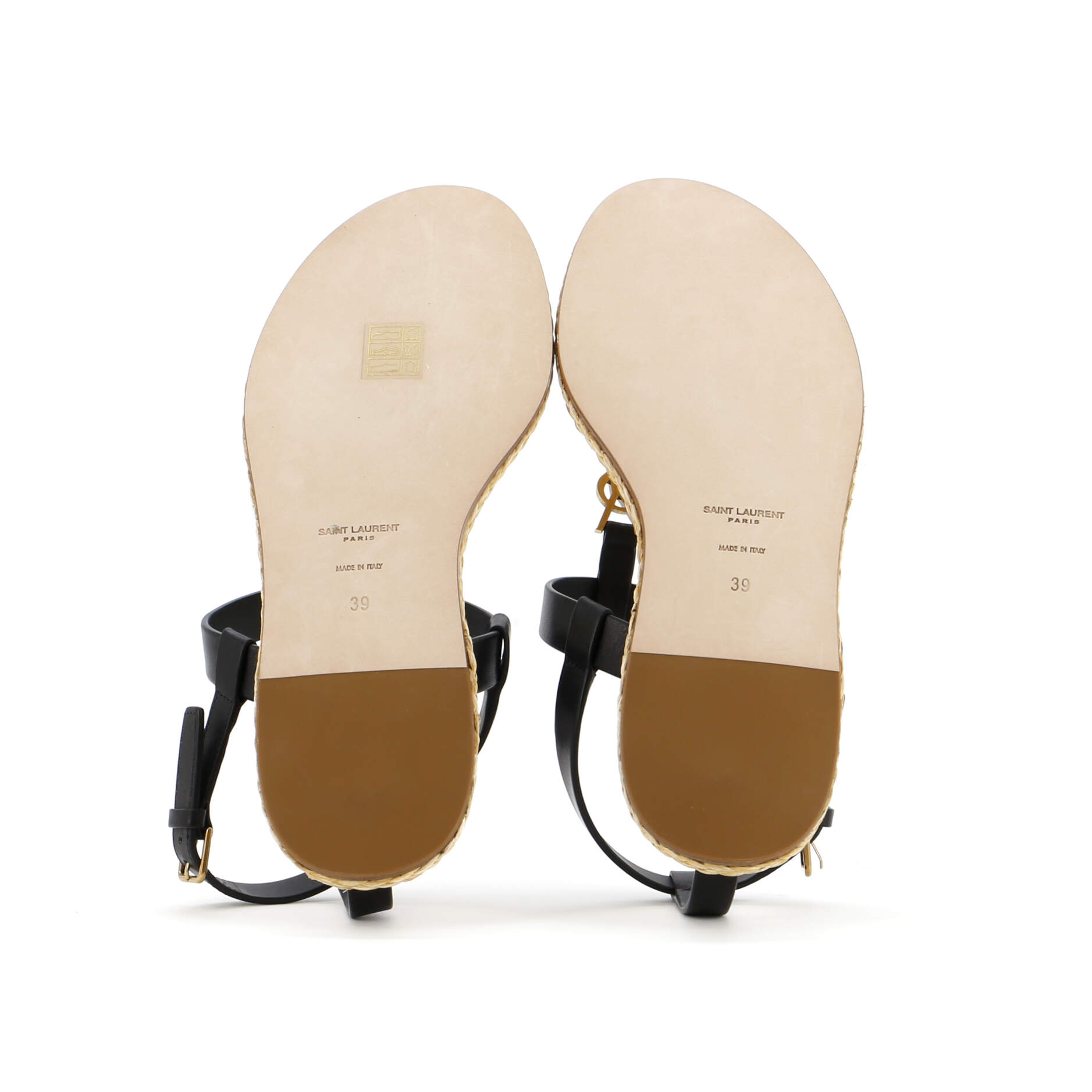 Women's Monogram Thong Sandals Leather and Raffia