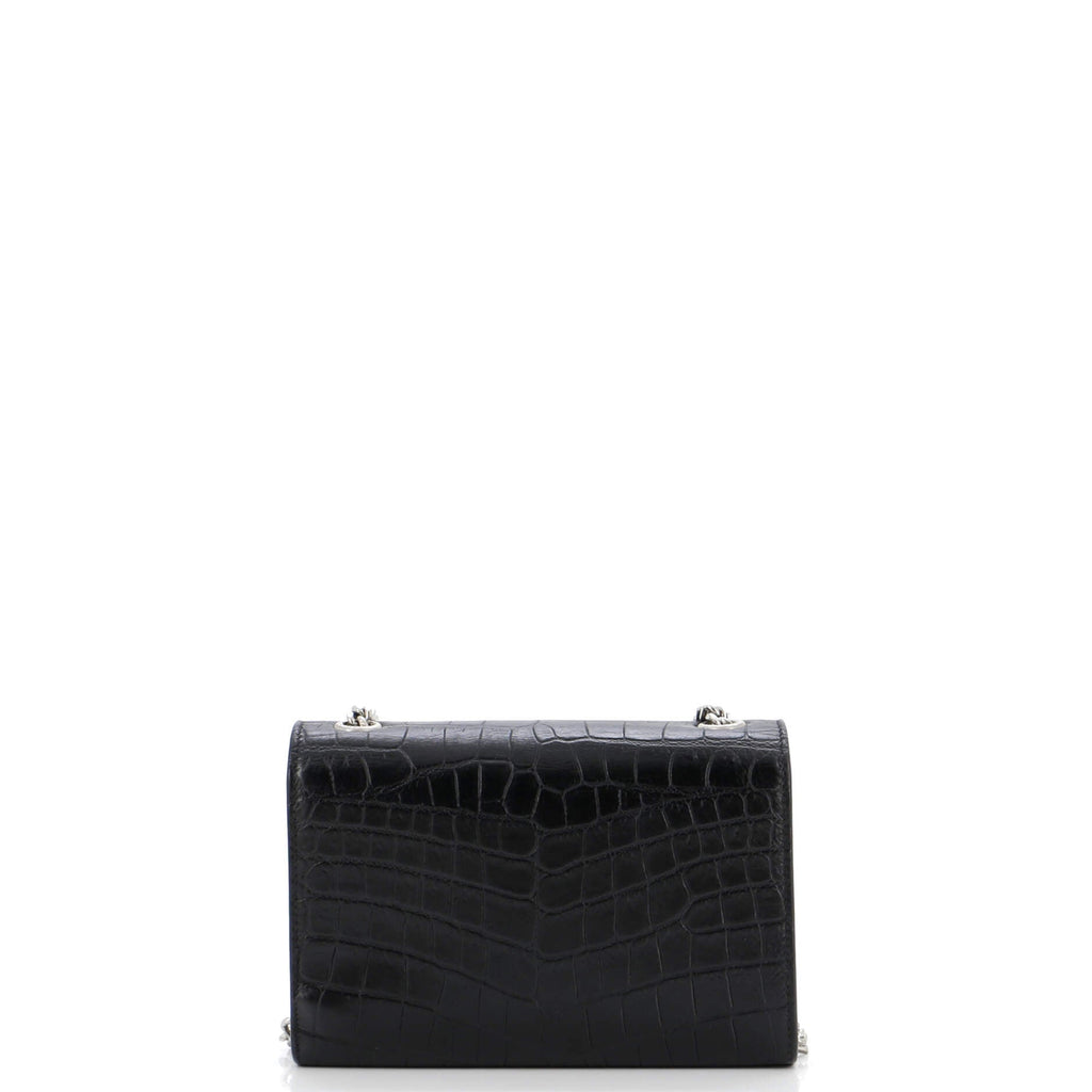 Classic Monogram Tassel Crossbody Bag Crocodile Embossed Leather Small