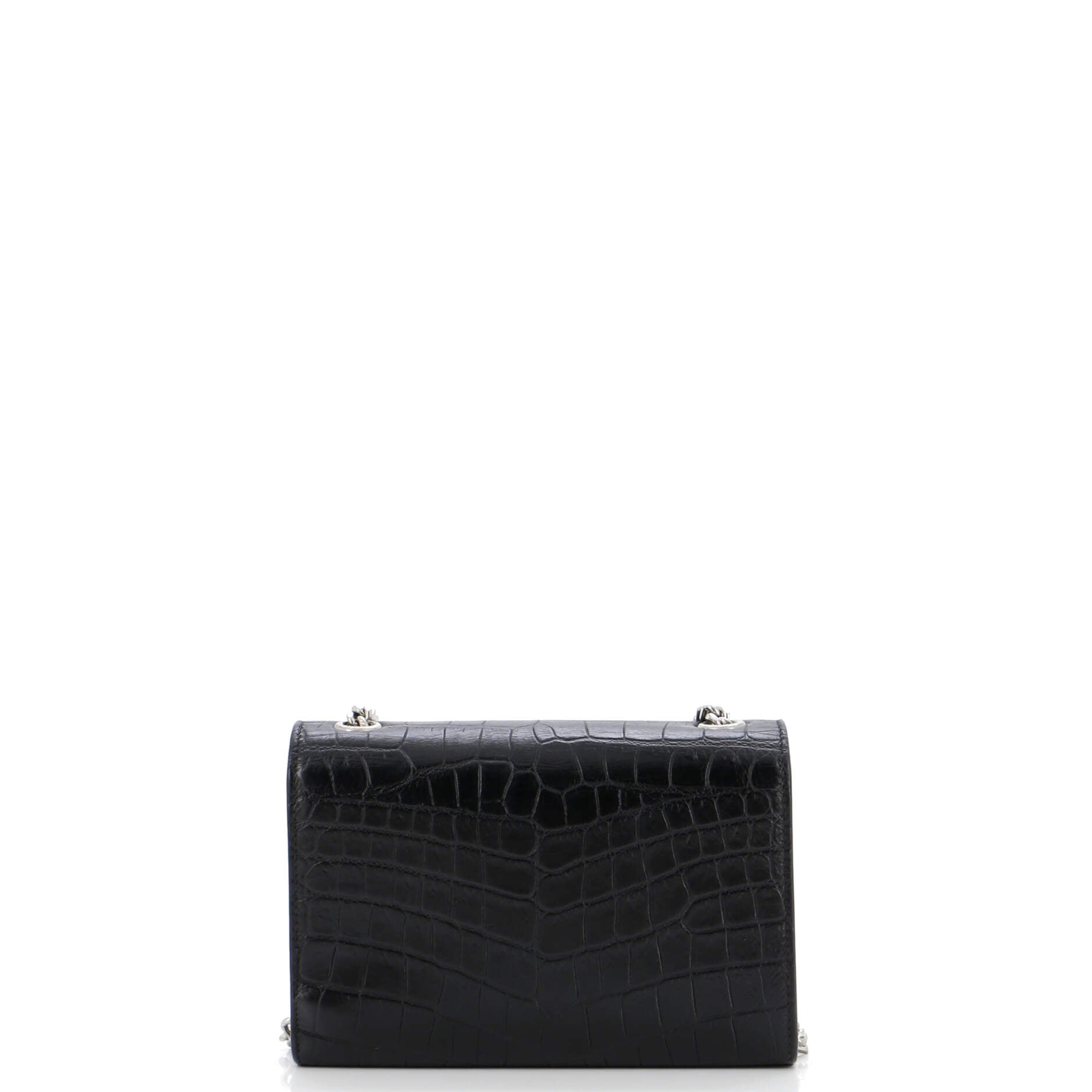 Classic Monogram Tassel Crossbody Bag Crocodile Embossed Leather Small