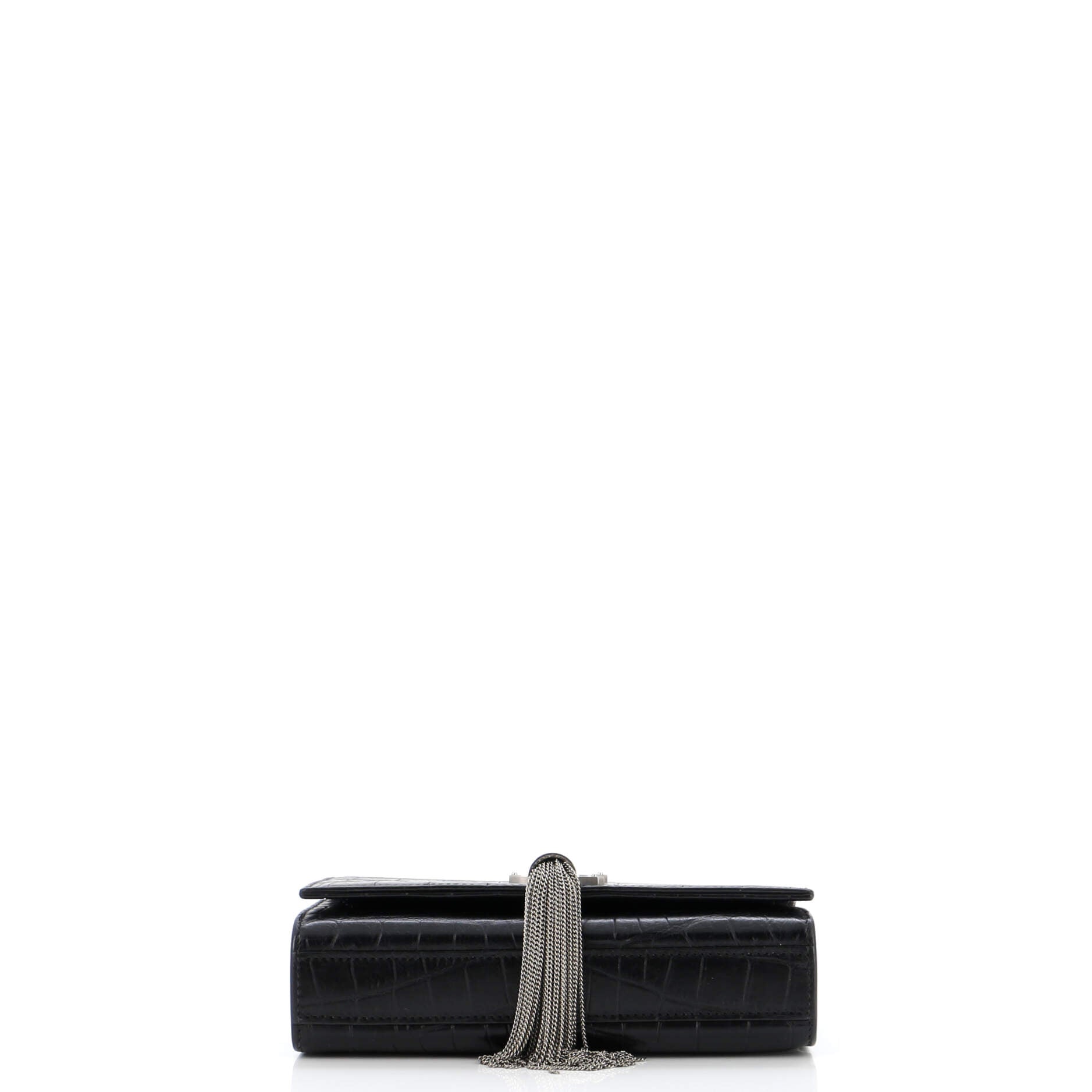 Classic Monogram Tassel Crossbody Bag Crocodile Embossed Leather Small