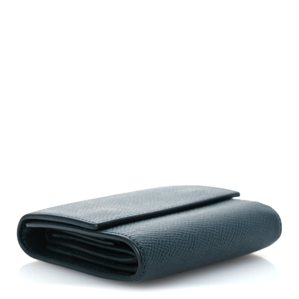 Grained Calfskin Small Multifunction Folded Wallet Green