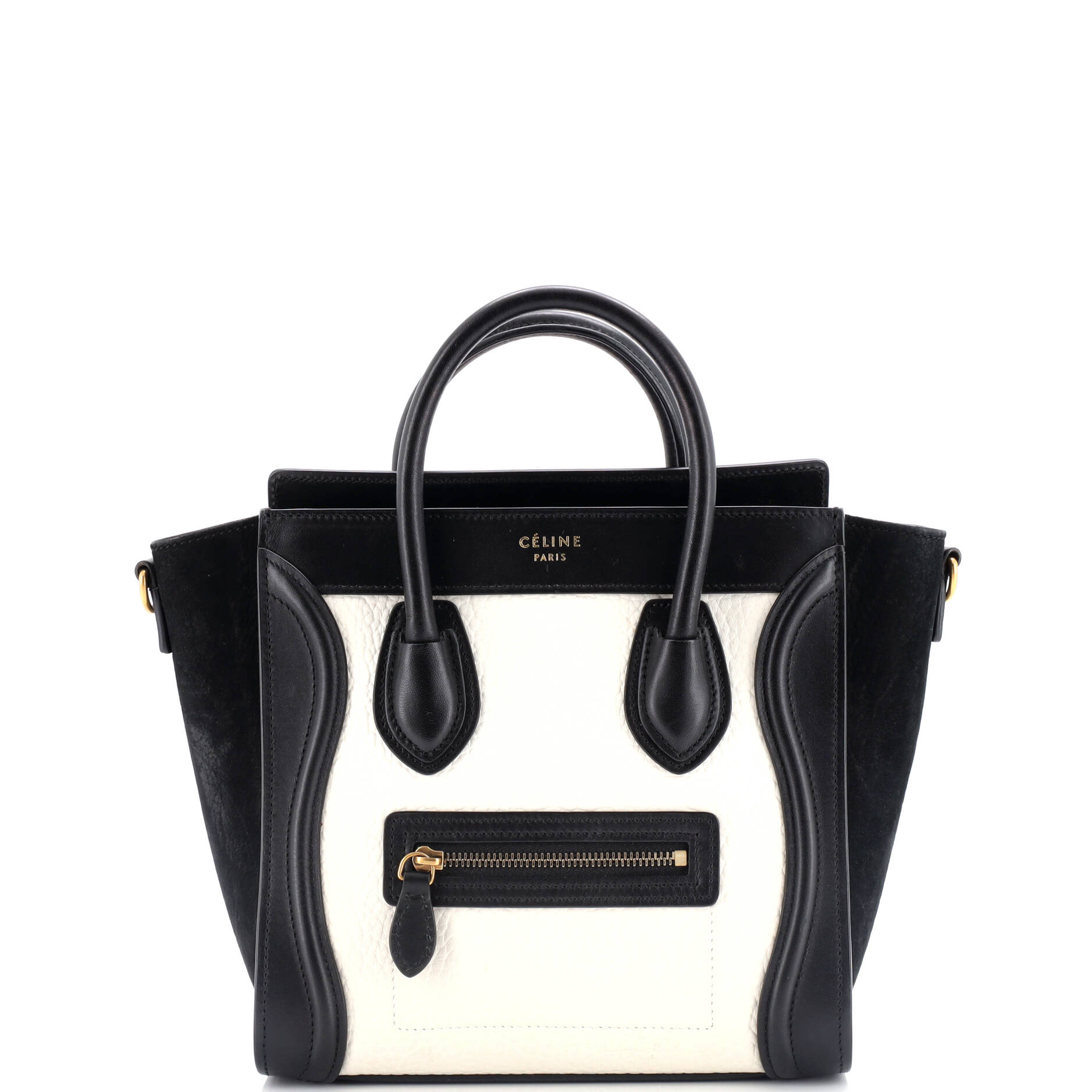 Bicolor Luggage Bag Grainy Leather Nano