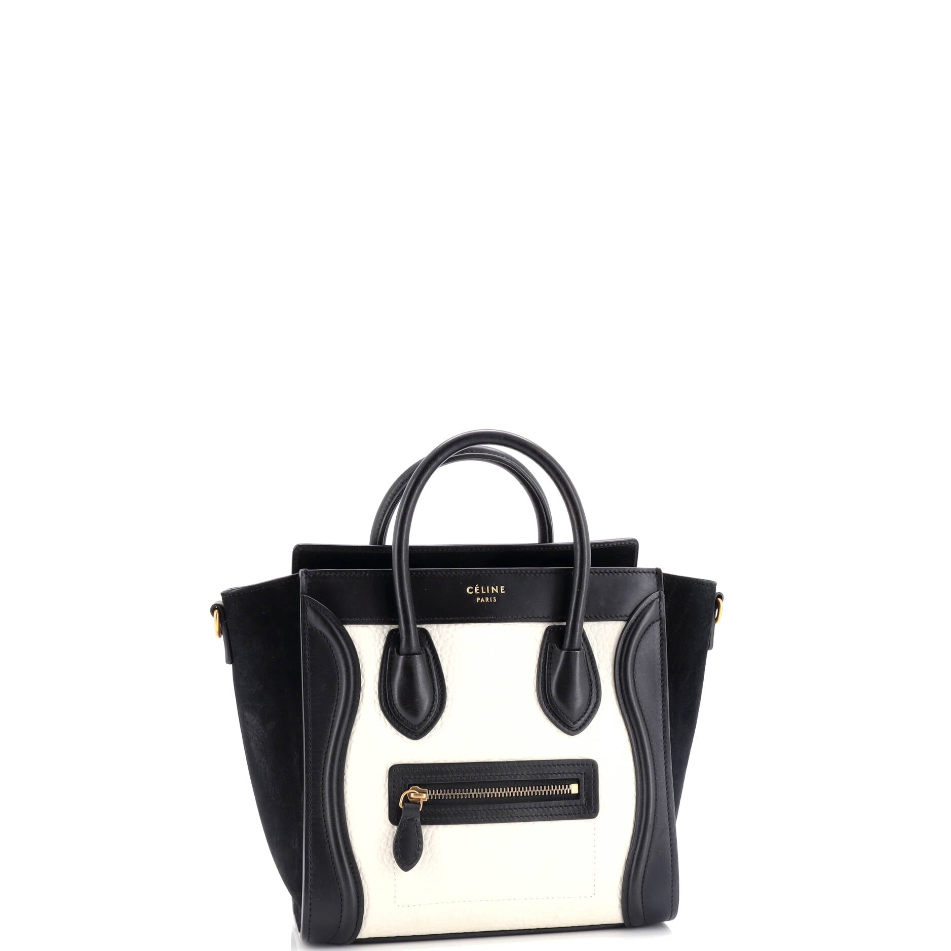 Bicolor Luggage Bag Grainy Leather Nano