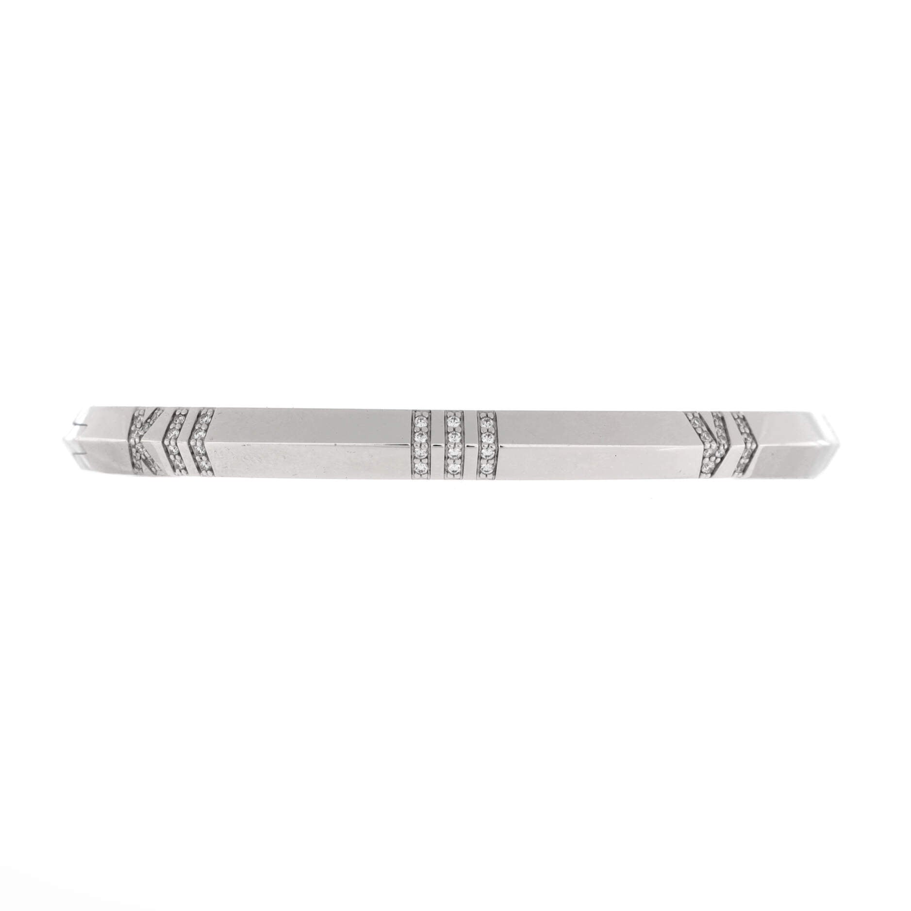 Atlas X Closed Hinged Bangle Bracelet 18K White Gold with Diamonds Narrow