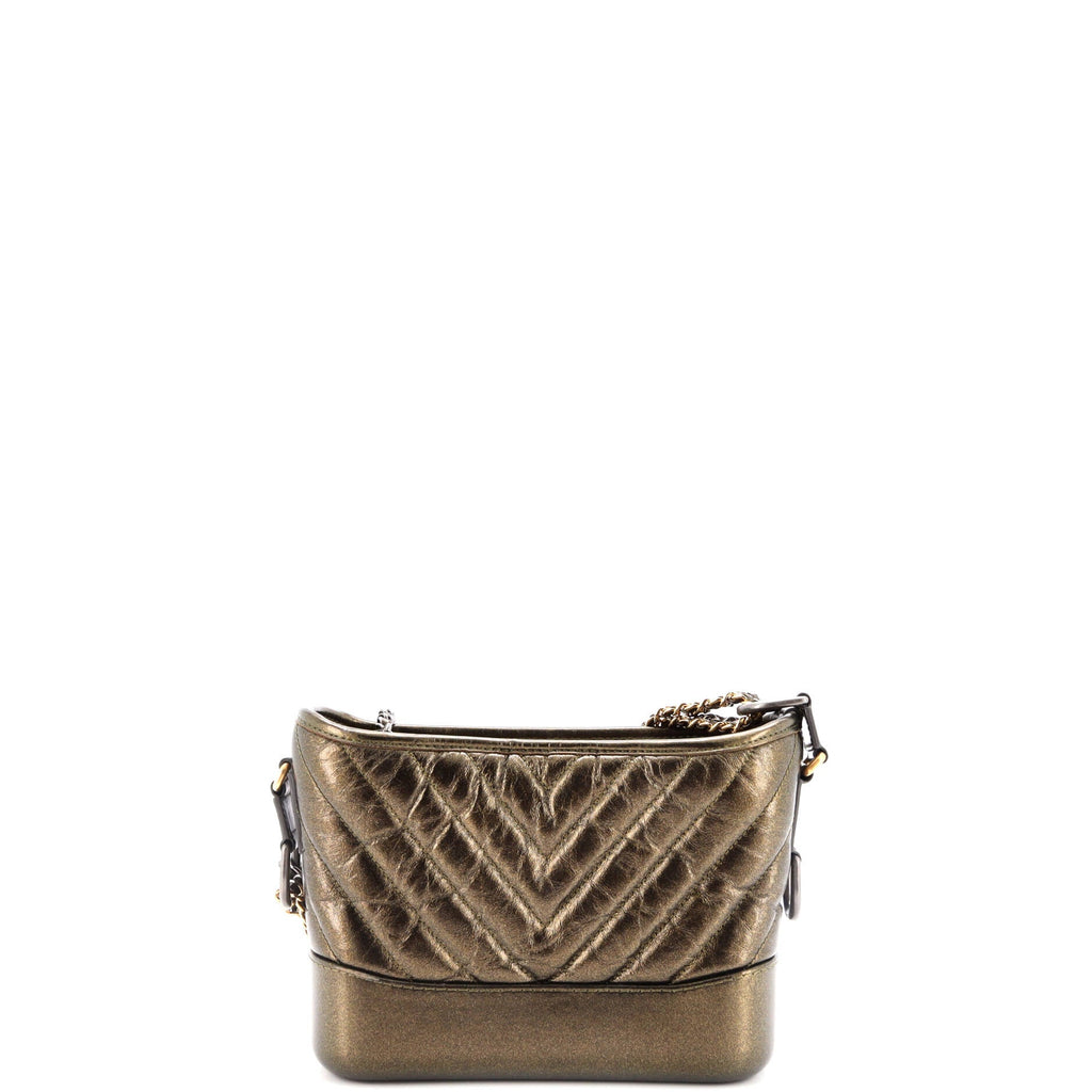 Gabrielle Hobo Chevron Metallic Aged Calfskin Small