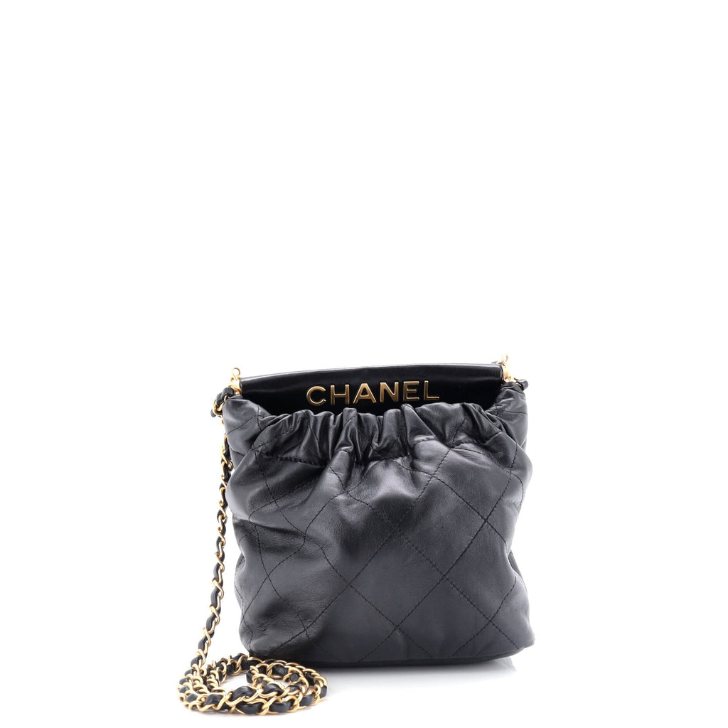 Resin Charms Chain Bucket Bag Quilted Lambskin Small