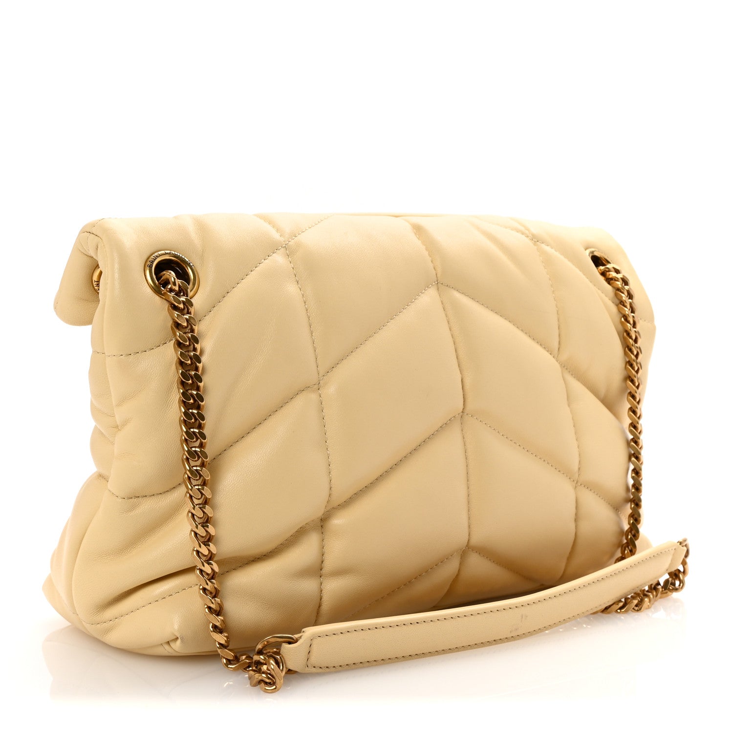 Lambskin Quilted Small Loulou Puffer Monogram Chain Satchel Jaune Pale