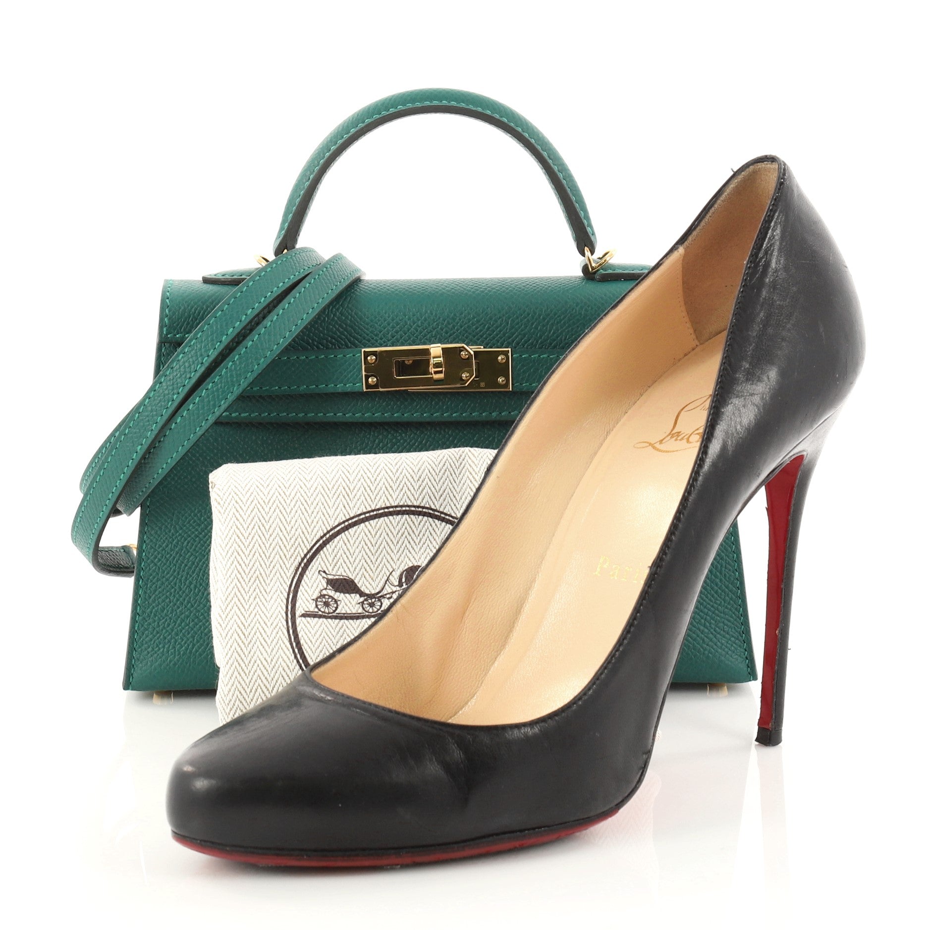Kelly Mini II Handbag Malachite Epsom with Gold Hardware 20