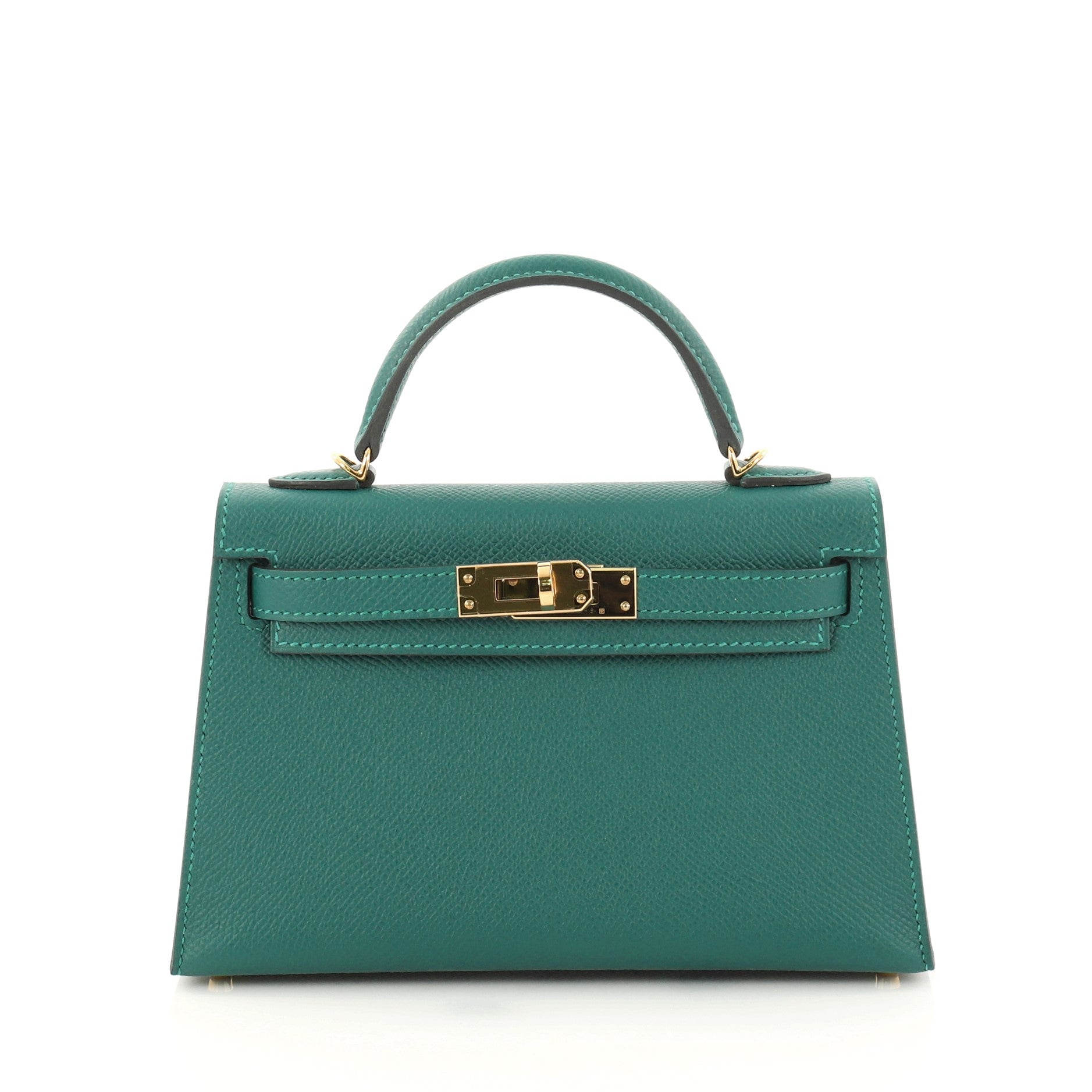 Kelly Mini II Handbag Malachite Epsom with Gold Hardware 20