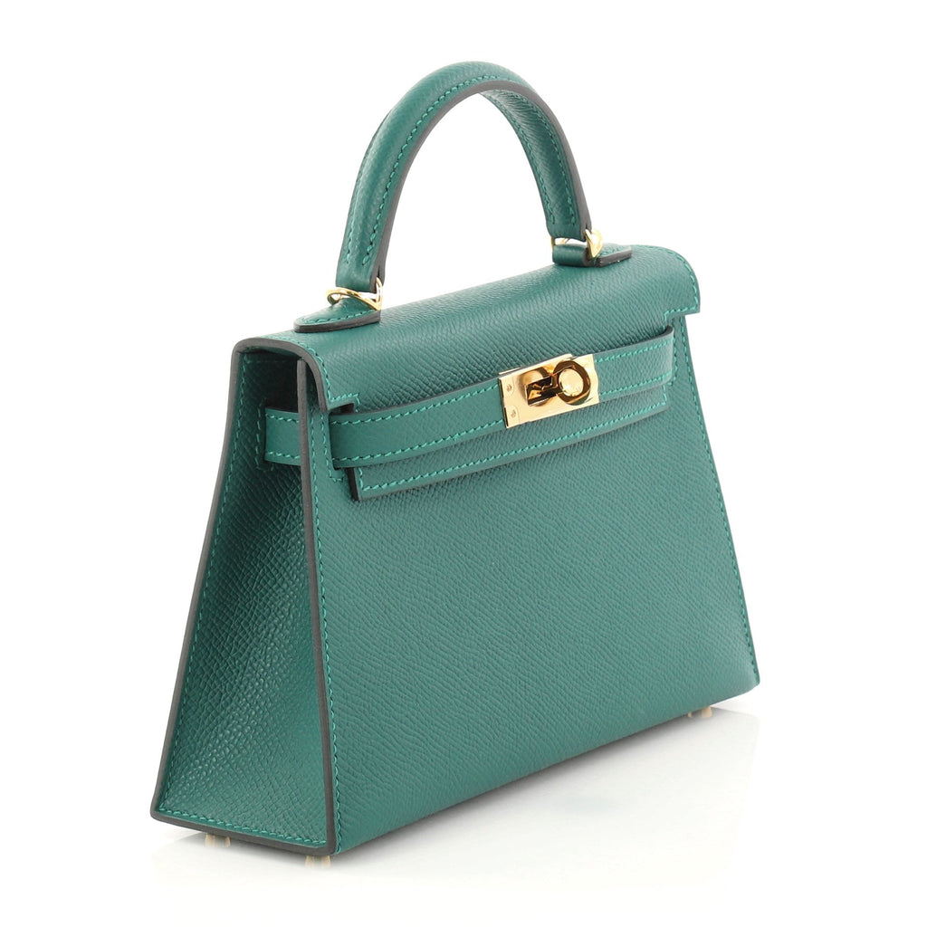 Kelly Mini II Handbag Malachite Epsom with Gold Hardware 20