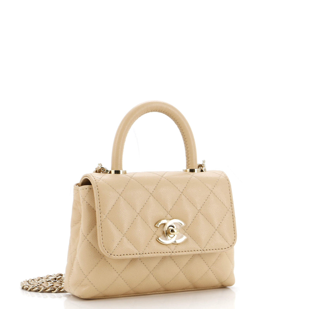 Coco Top Handle Bag Quilted Caviar Extra Mini