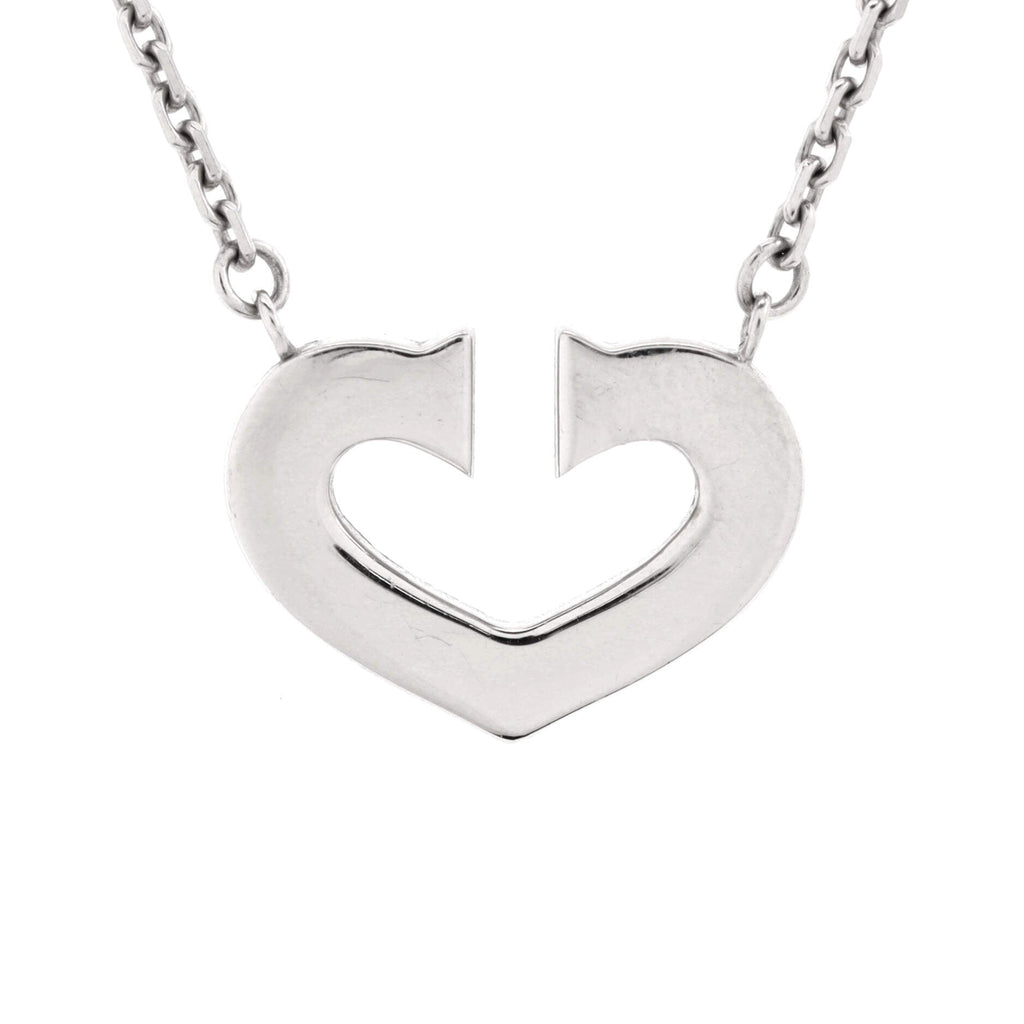 C Heart de Cartier Pendant Necklace 18K White Gold