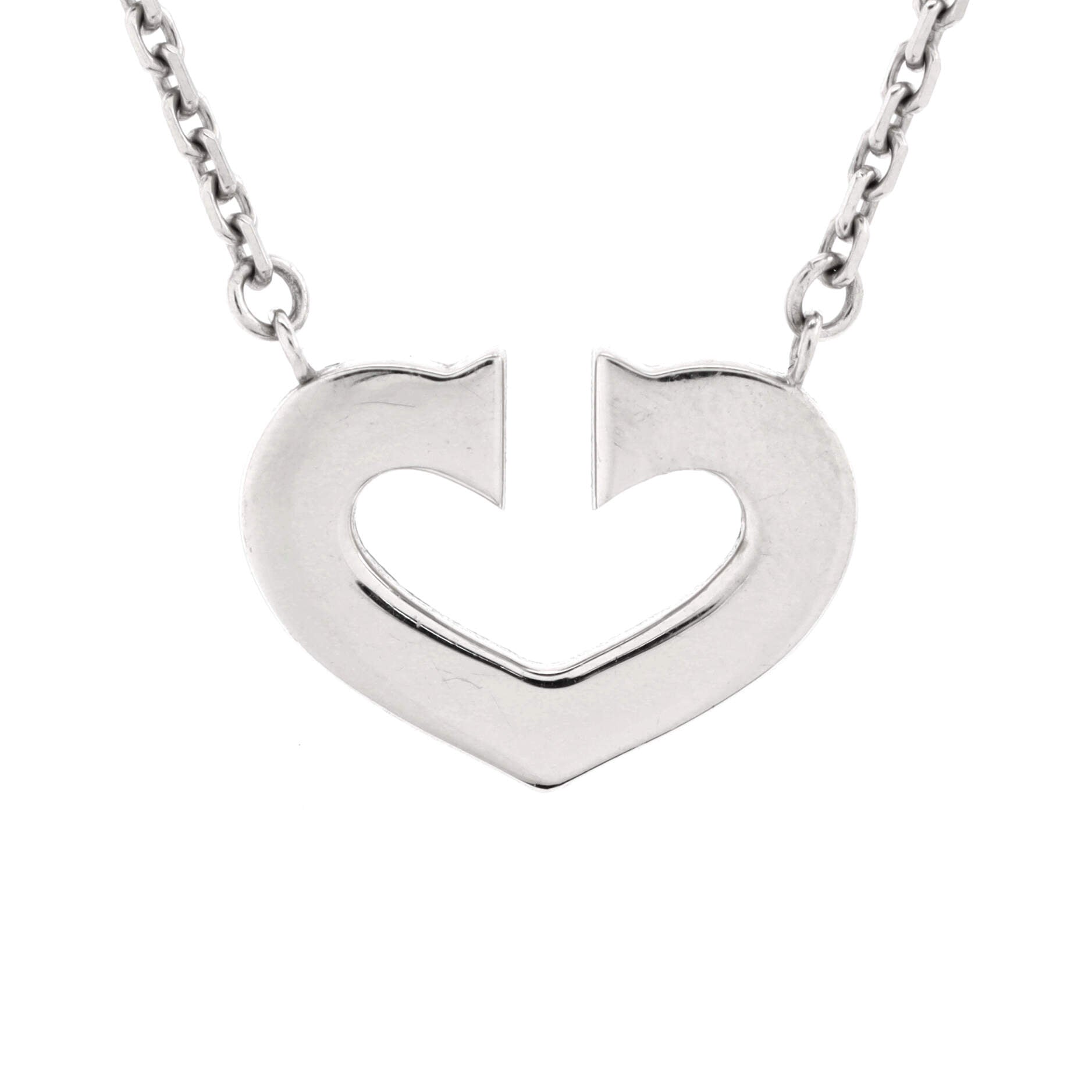 C Heart de Cartier Pendant Necklace 18K White Gold