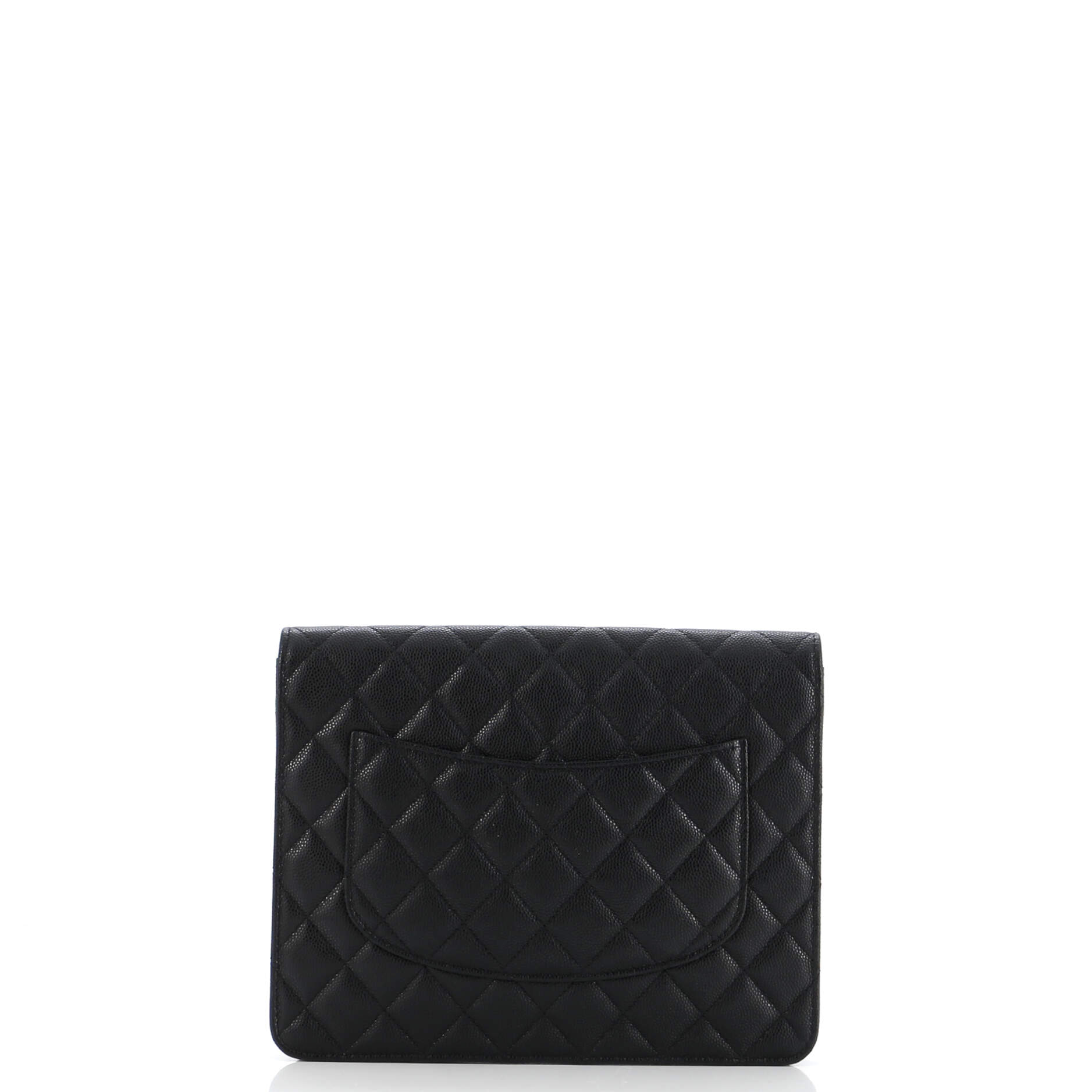 Square Classic Flap Clutch Quilted Caviar