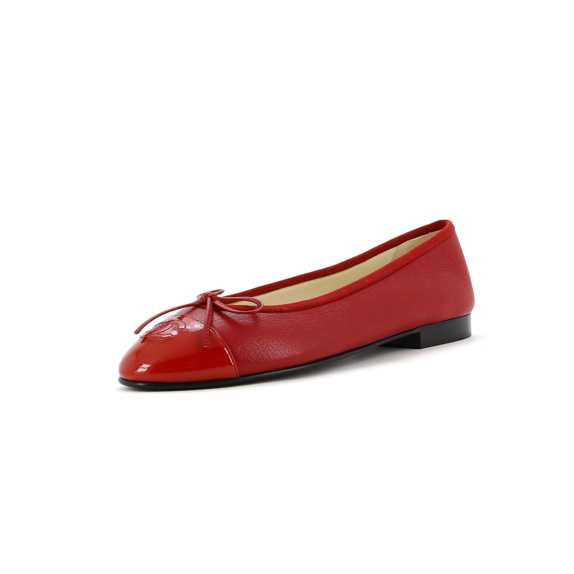 Women's CC Cap Toe Bow Ballerina Flats Leather and Patent