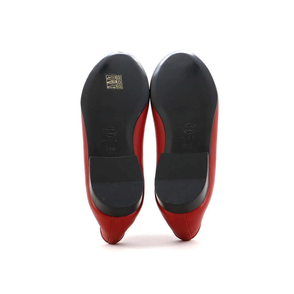 Women's CC Cap Toe Bow Ballerina Flats Leather and Patent