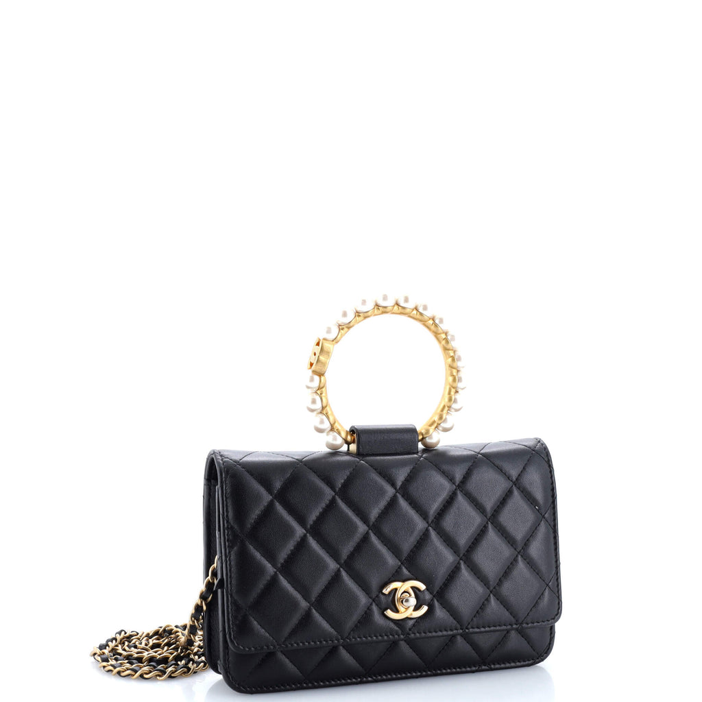 Pearl Crown Wallet on Chain Quilted Lambskin
