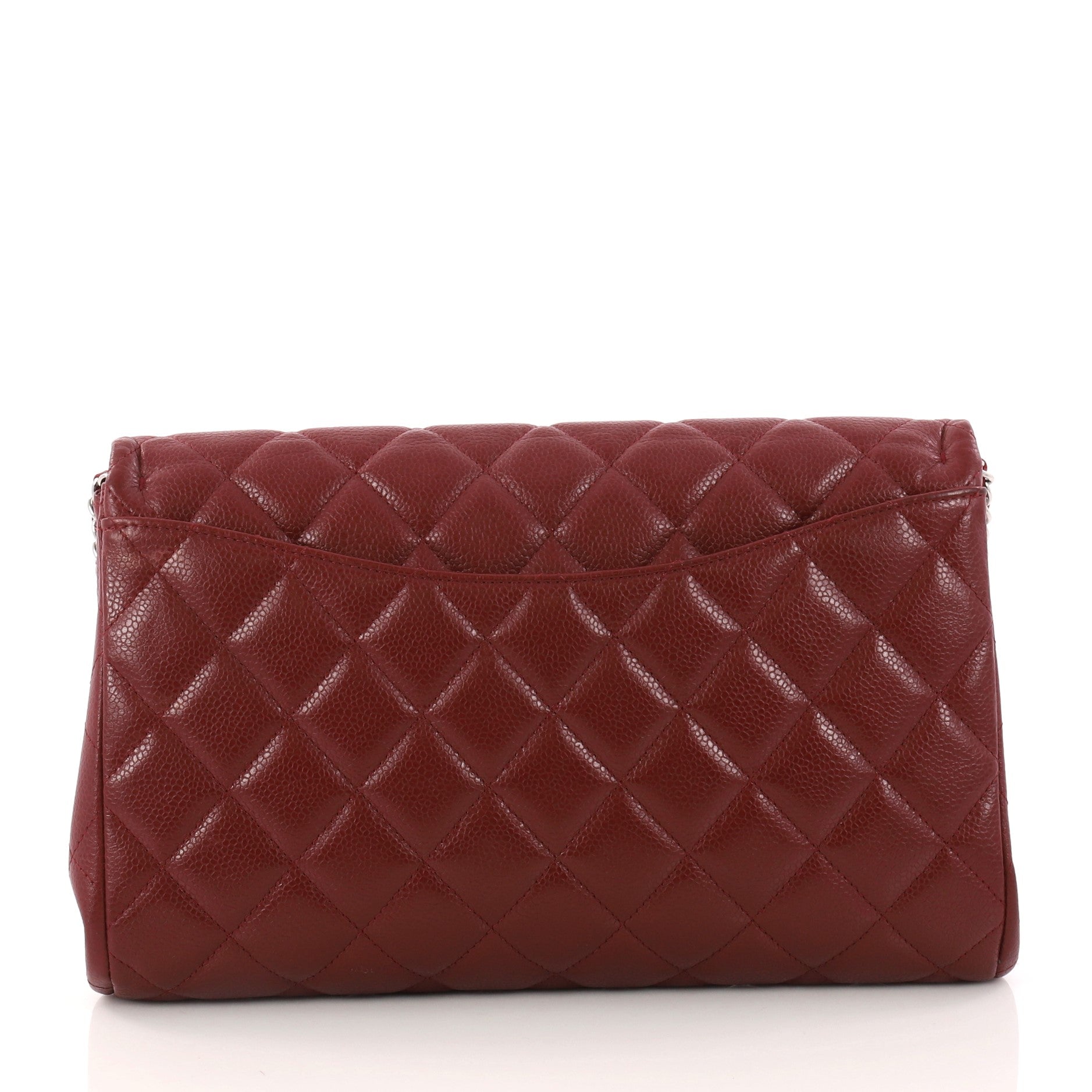 Clutch with Chain Quilted Caviar
