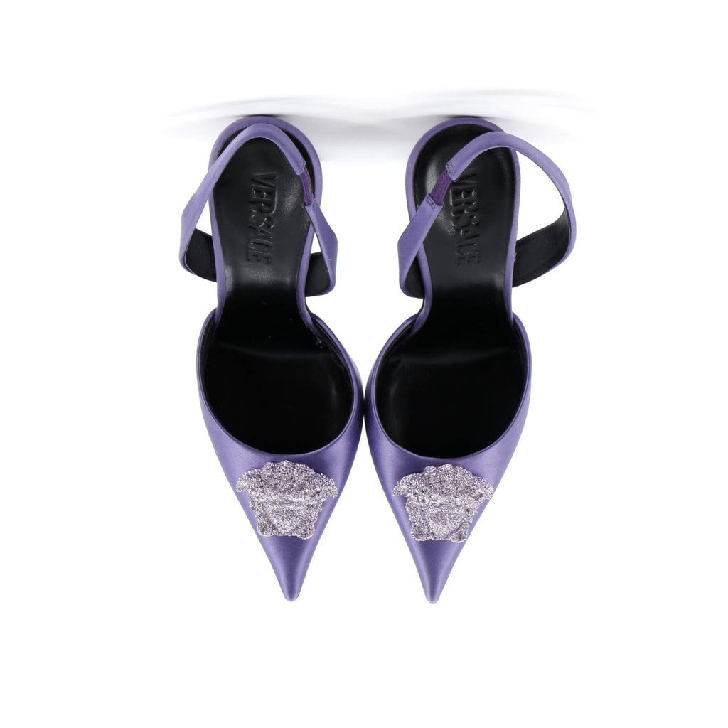 Women's La Medusa Slingback Pumps Satin with Crystals