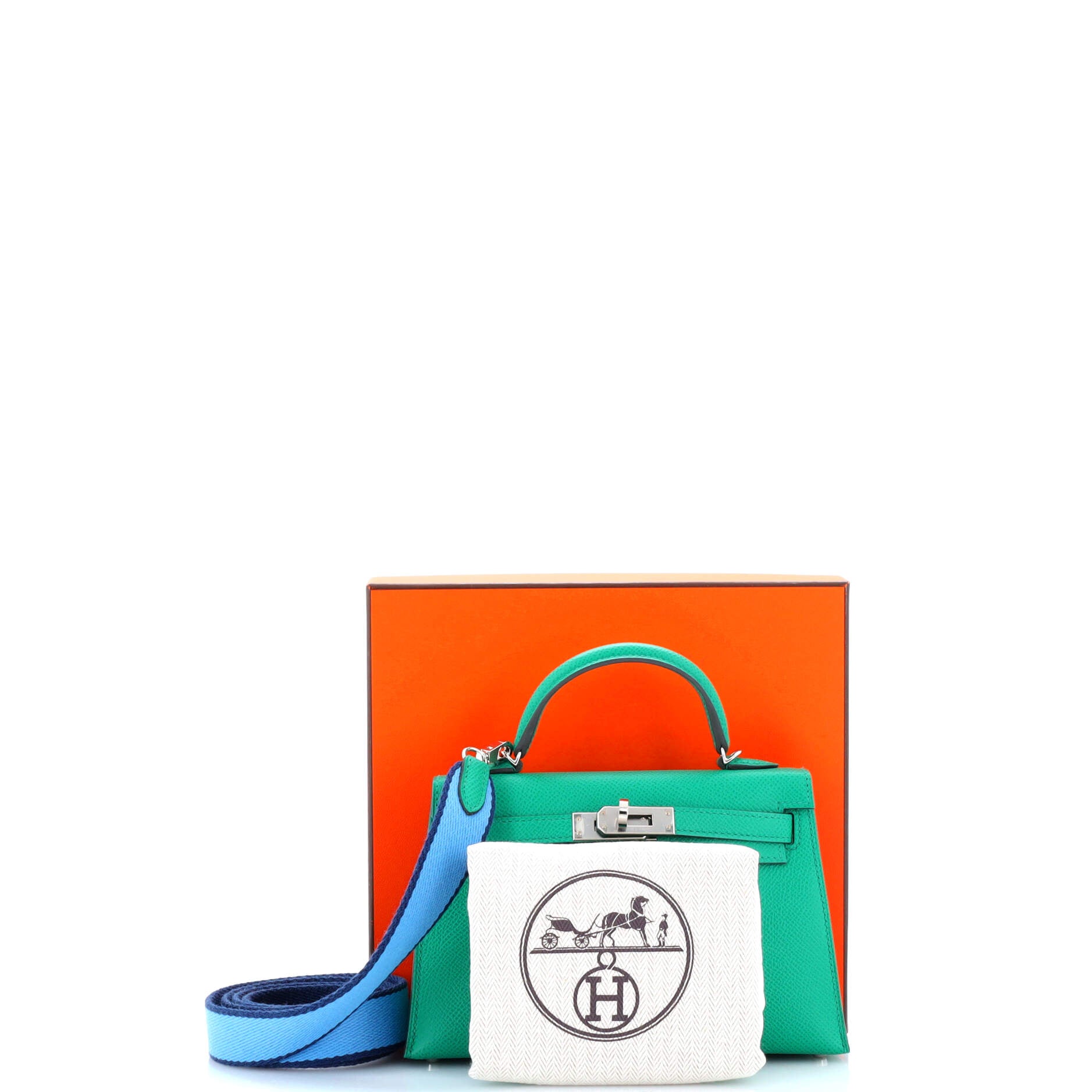 Kelly Mini II Amazone Handbag Green Epsom with Palladium Hardware 20