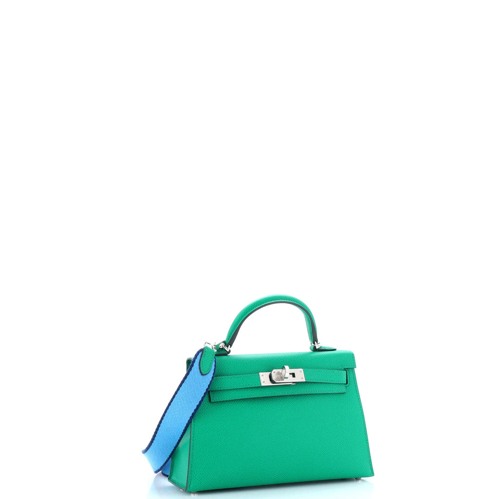 Kelly Mini II Amazone Handbag Green Epsom with Palladium Hardware 20
