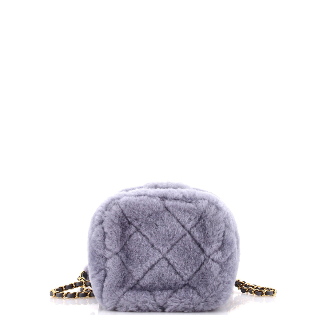 Coconing Top Handle Vanity Case with Chain Quilted Shearling Small