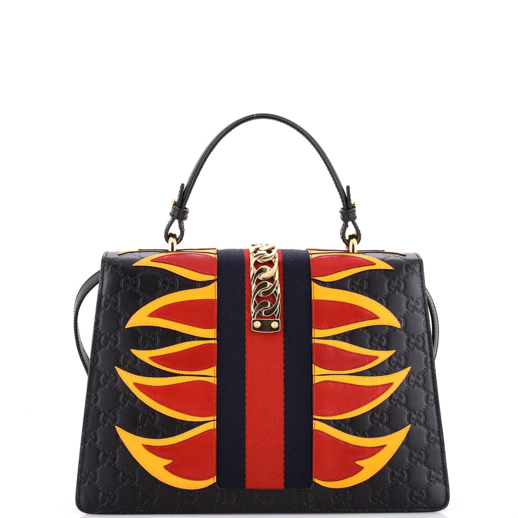 Sylvie Top Handle Bag Guccissima Leather with Applique Medium