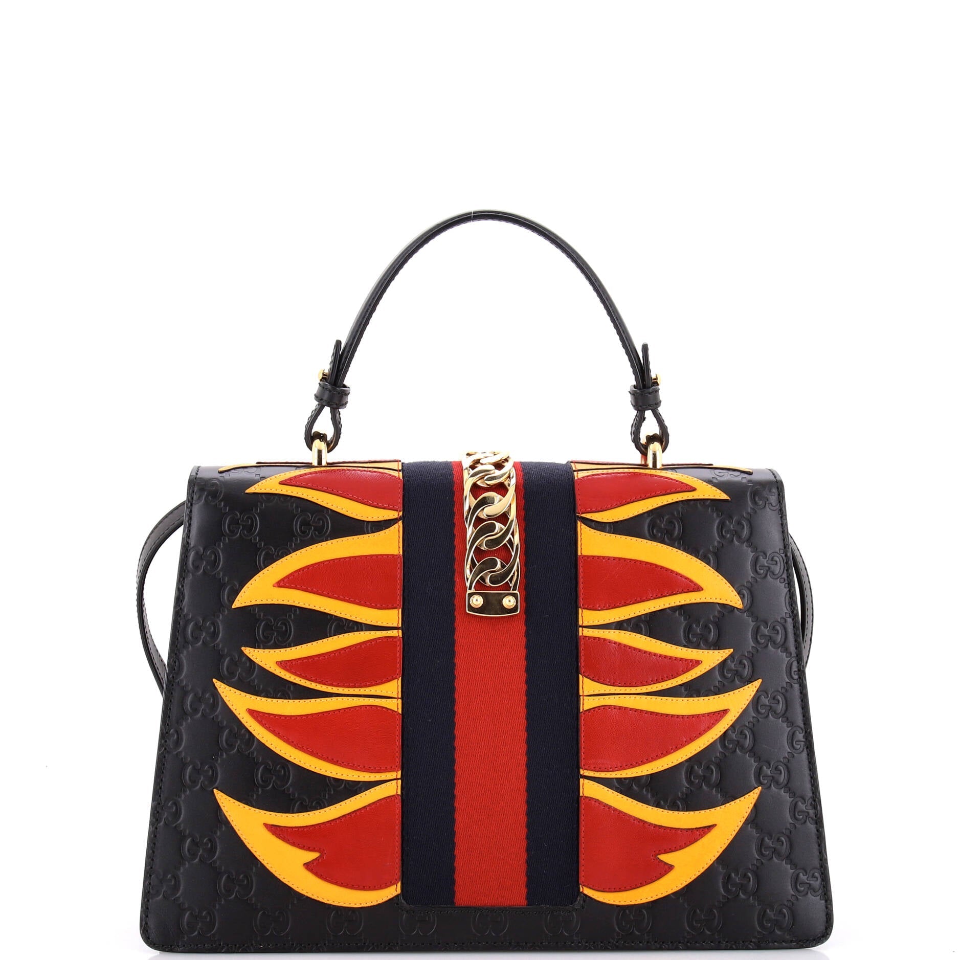 Sylvie Top Handle Bag Guccissima Leather with Applique Medium