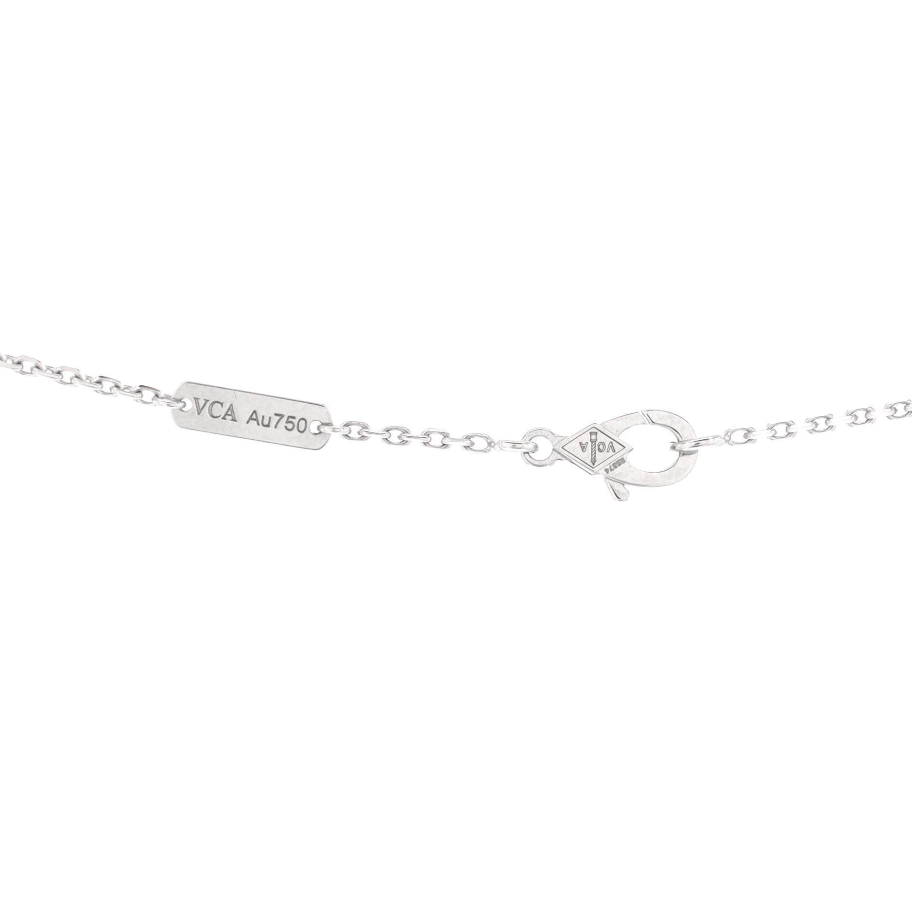 Vintage Alhambra Pendant Necklace 18K White Gold and Mother of Pearl