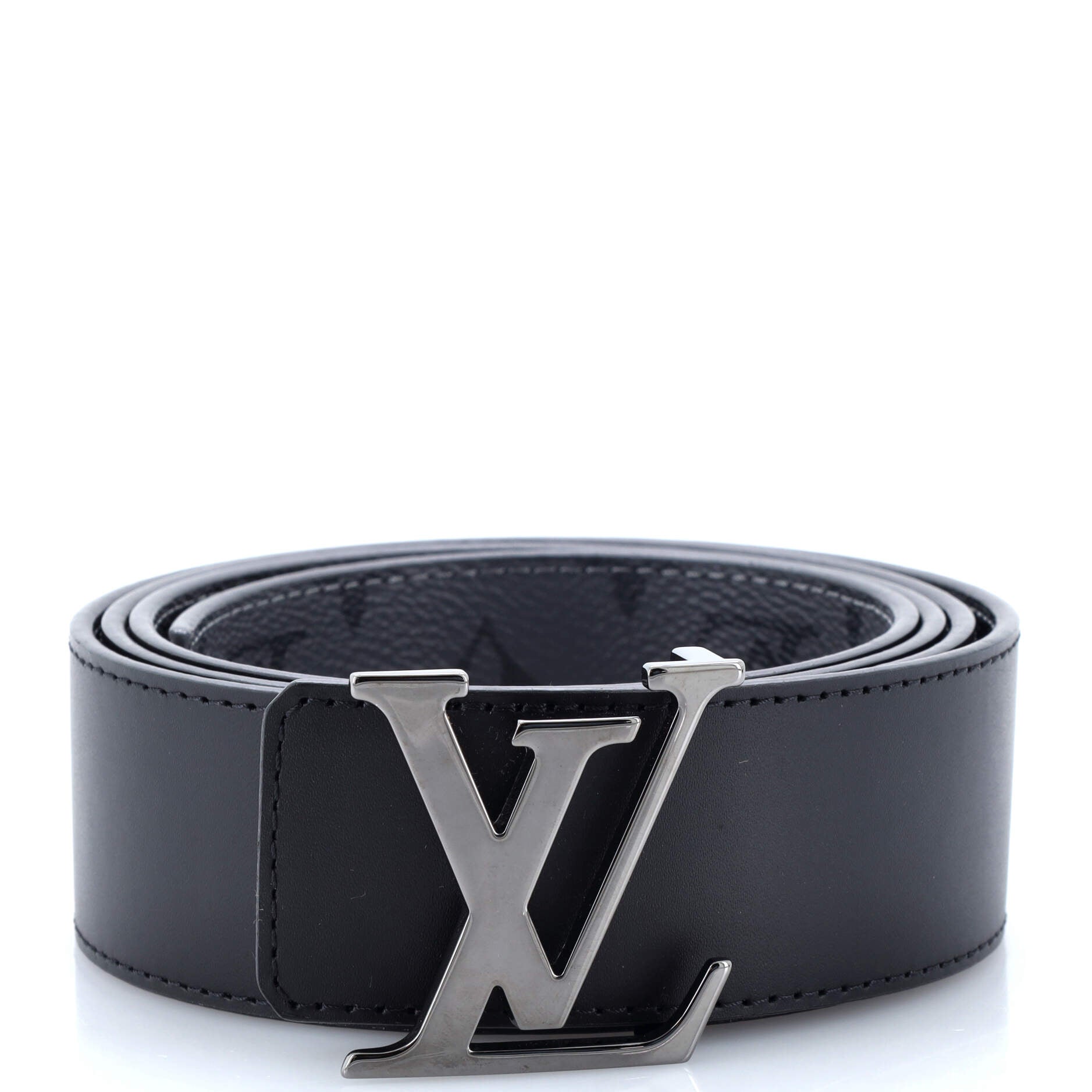 LV Initiales Reversible Belt Reverse Monogram Eclipse Canvas and Leather Wide 125