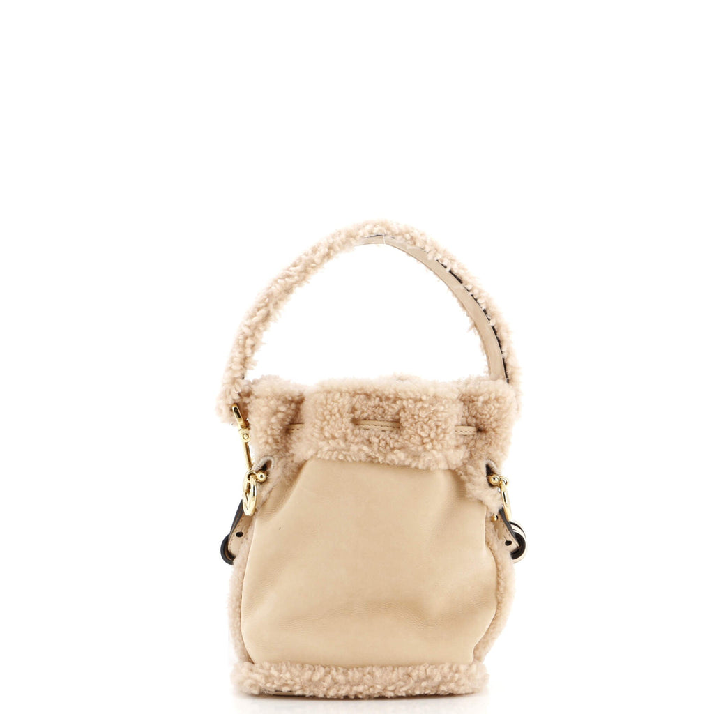 Logo Mon Tresor Bucket Bag Shearling with Nubuck Mini