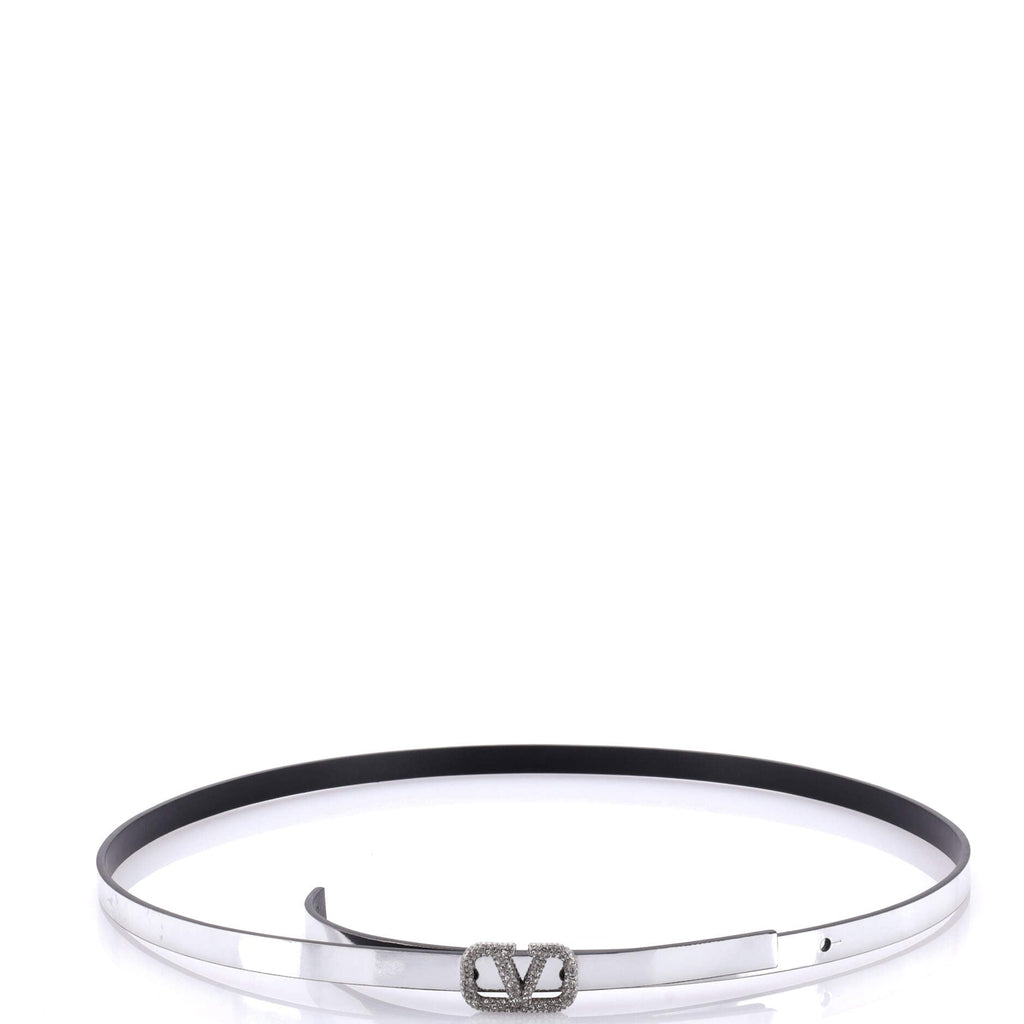 VLogo Reversible Belt Leather with Crystals Thin 80