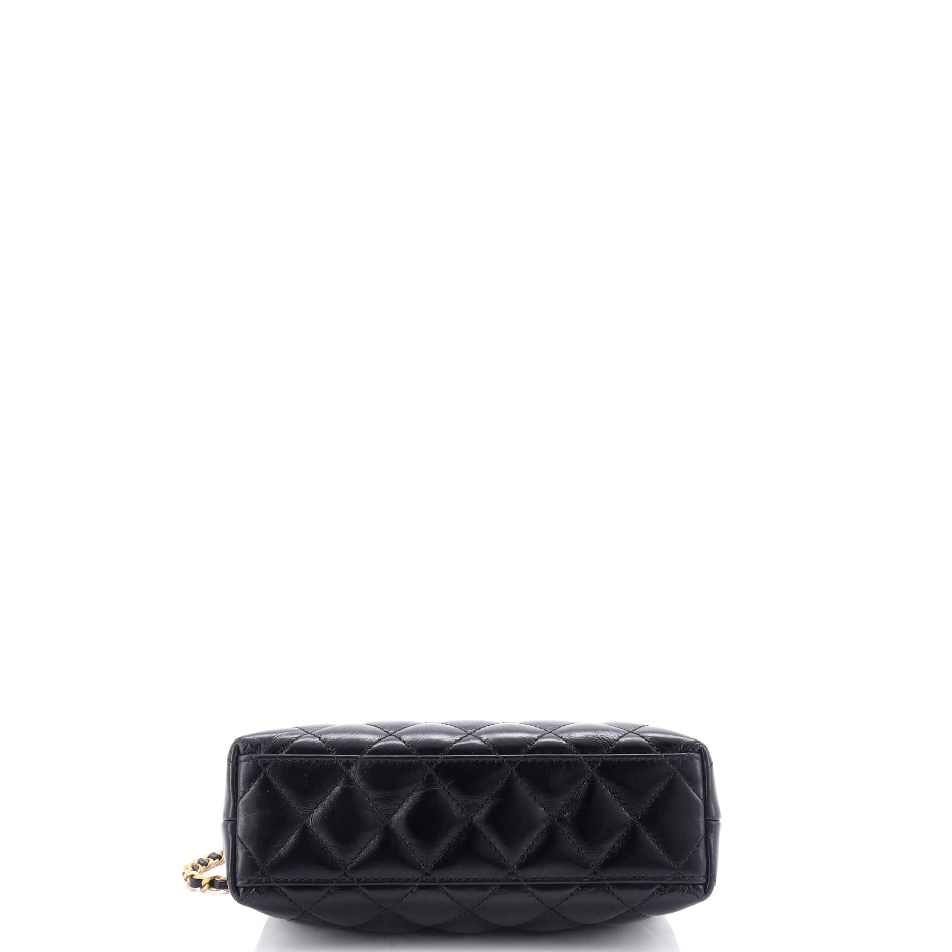 Kelly Top Handle Shopping Bag Quilted Shiny Aged Calfskin Mini