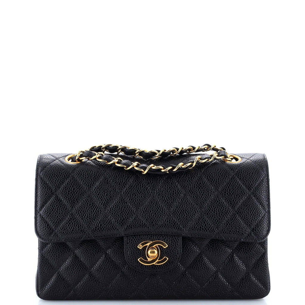 Vintage Classic Double Flap Bag Quilted Caviar Small