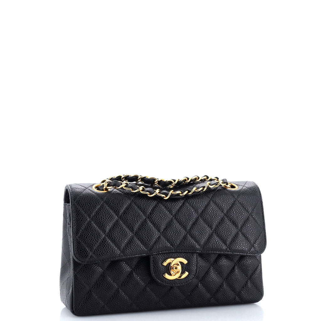 Vintage Classic Double Flap Bag Quilted Caviar Small