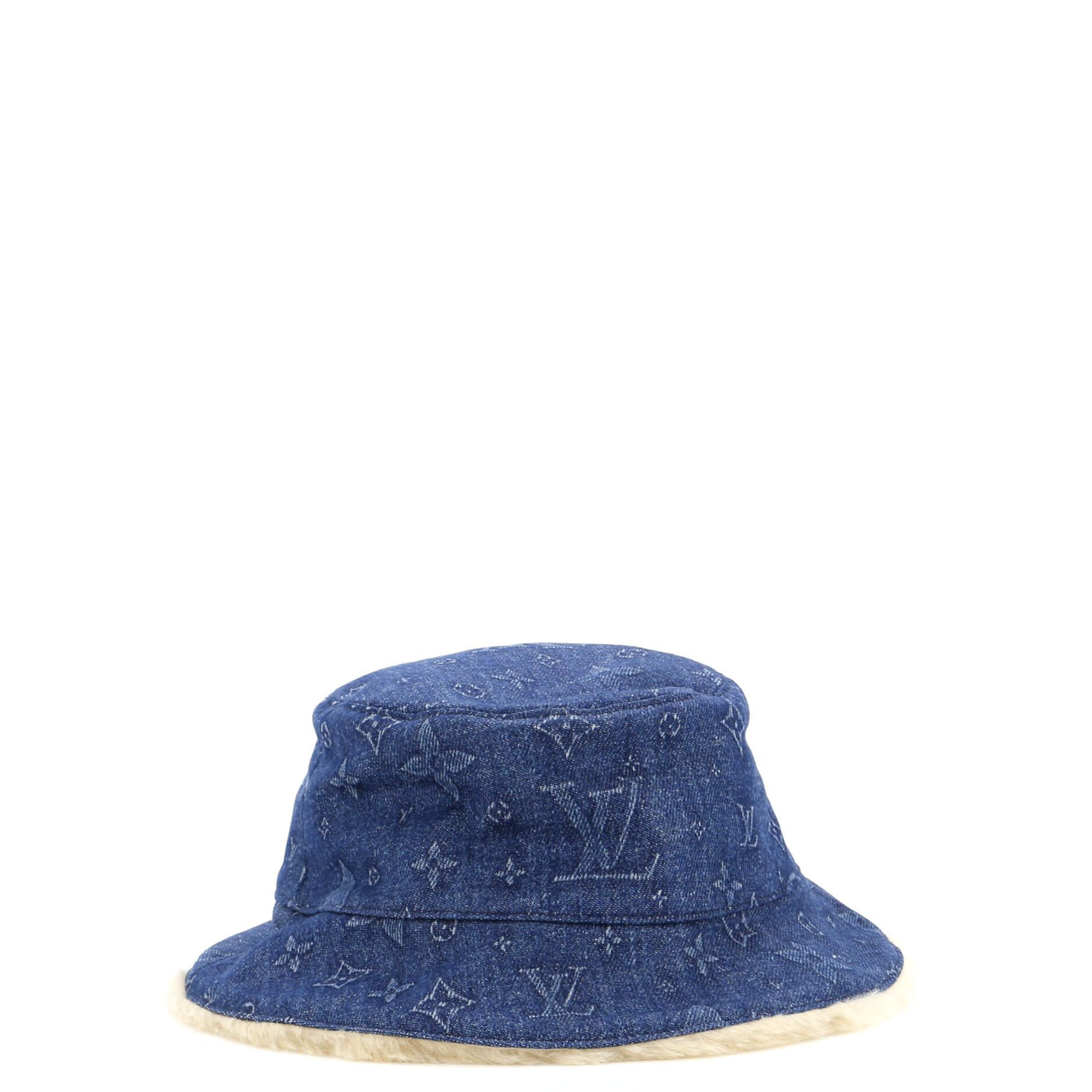 Bonnet Bucket Hat Monogram Denim and Shearling