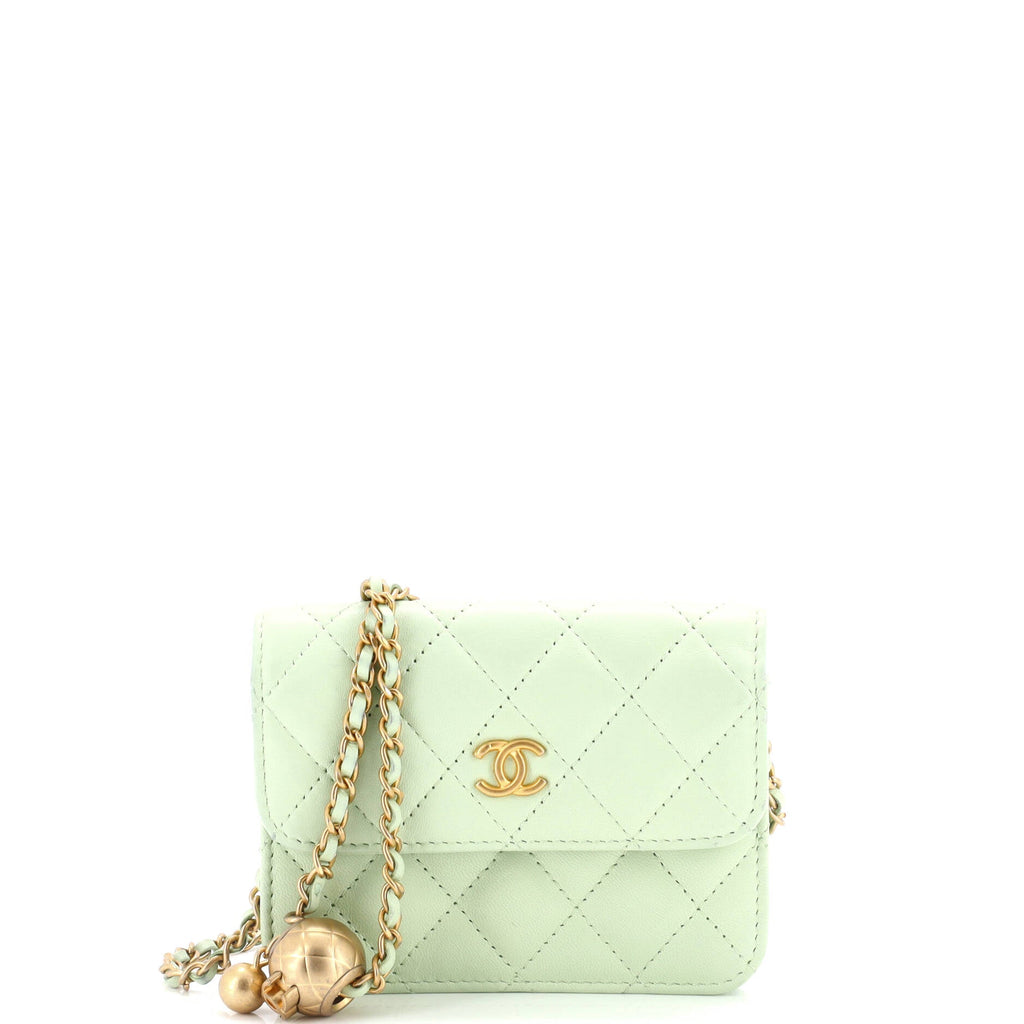 Pearl Crush Flap Clutch with Chain Quilted Lambskin Mini