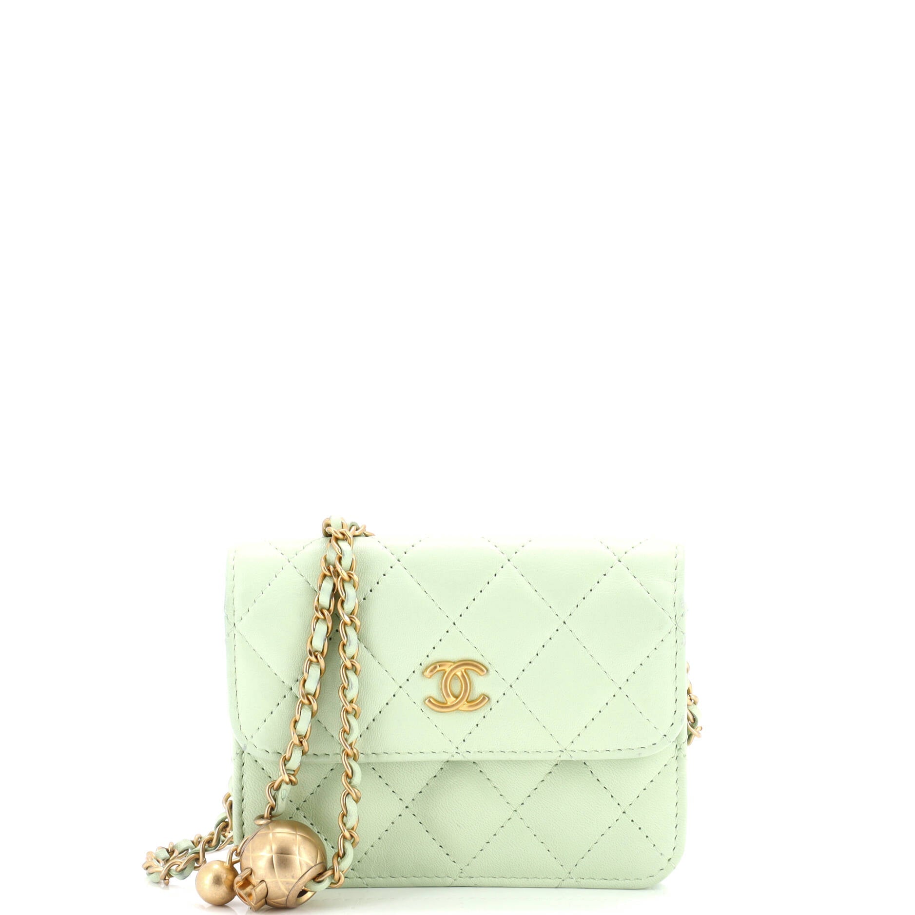 Pearl Crush Flap Clutch with Chain Quilted Lambskin Mini