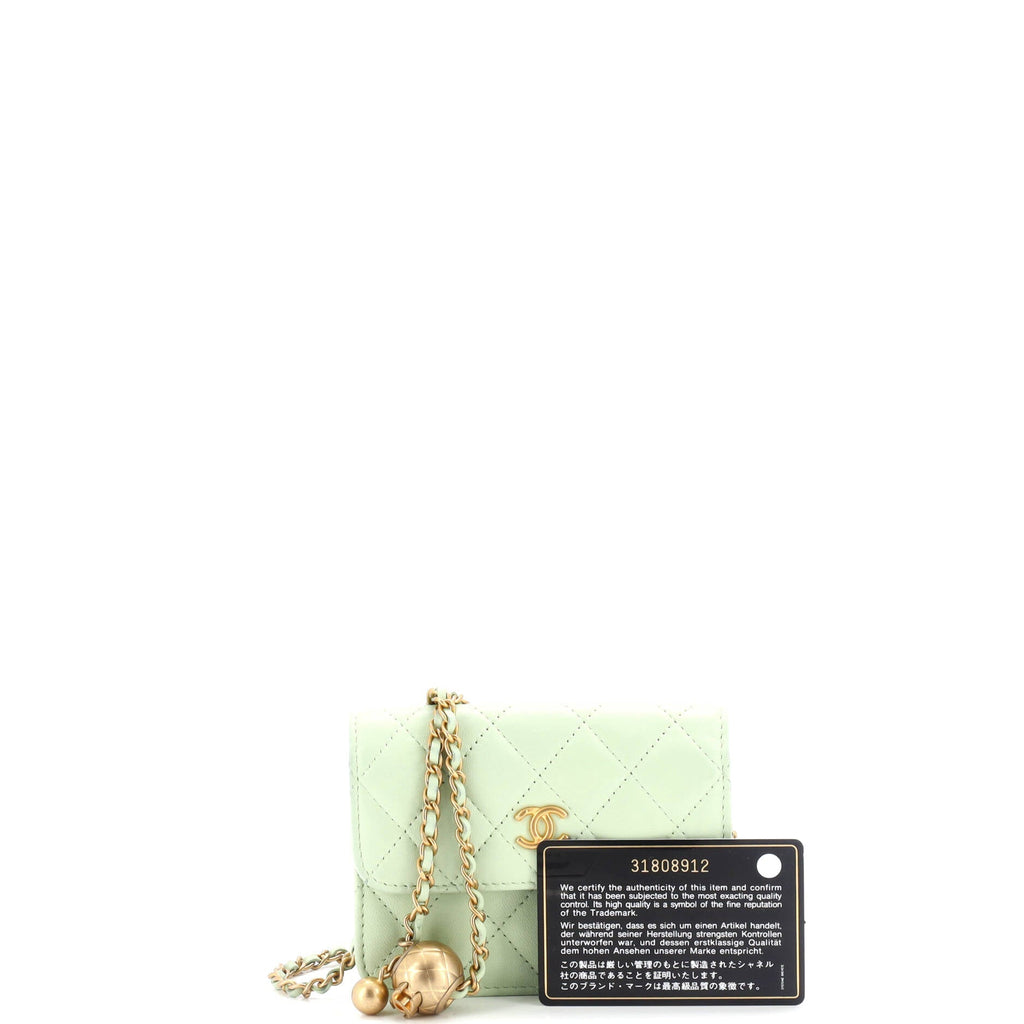Pearl Crush Flap Clutch with Chain Quilted Lambskin Mini