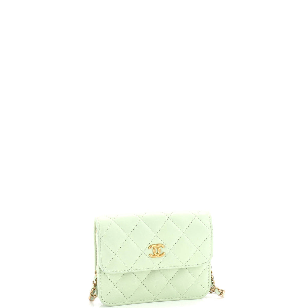 Pearl Crush Flap Clutch with Chain Quilted Lambskin Mini