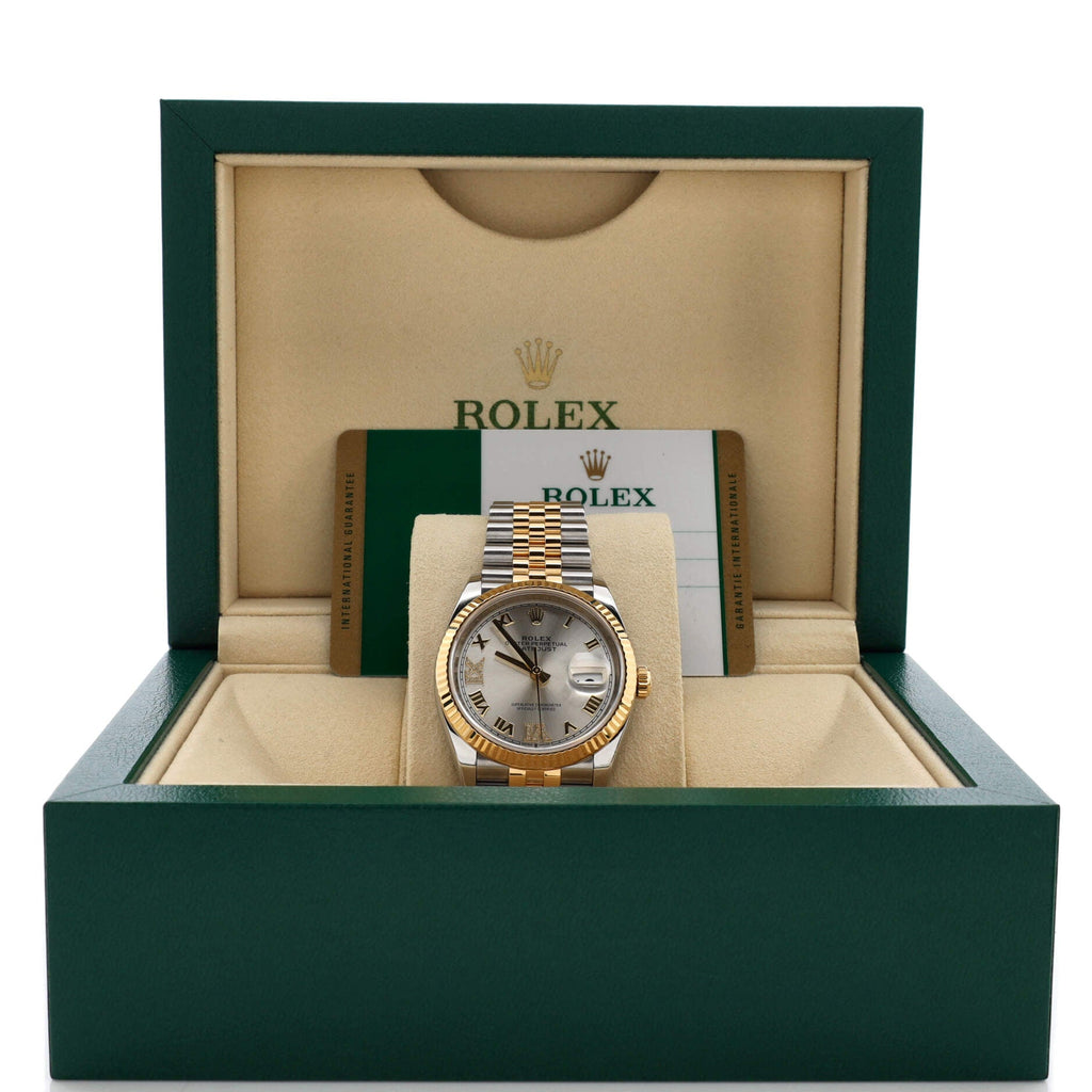 Oyster Perpetual Datejust Automatic Watch Stainless Steel and Yellow Gold with Diamond VI and IX Numerals 36