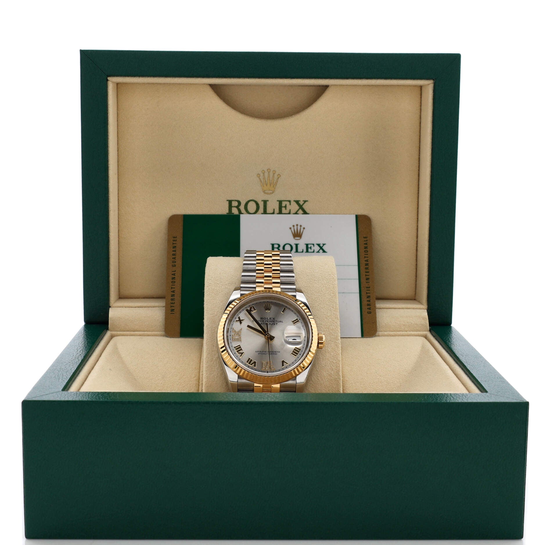 Oyster Perpetual Datejust Automatic Watch Stainless Steel and Yellow Gold with Diamond VI and IX Numerals 36