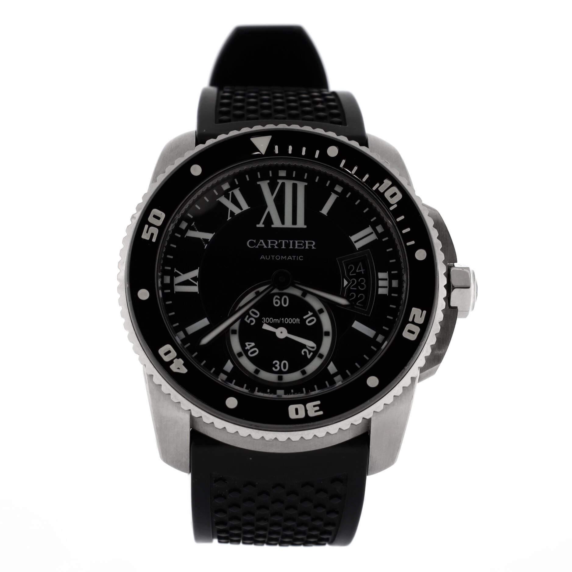 Calibre de Cartier Automatic Watch Stainless Steel and Rubber with Ceramic 42