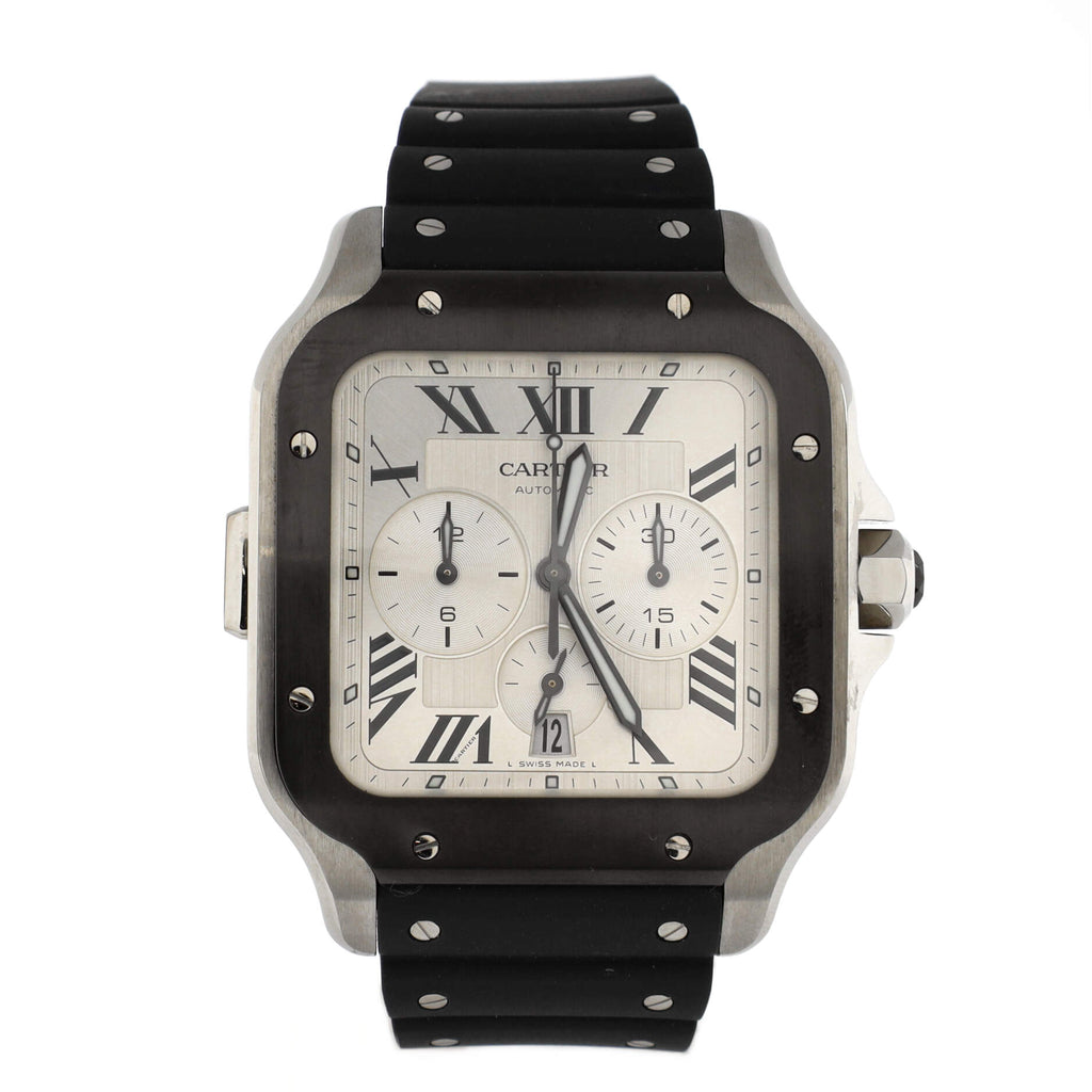 Santos de Cartier Chronograph Automatic Watch Stainless Steel and Rubber 43
