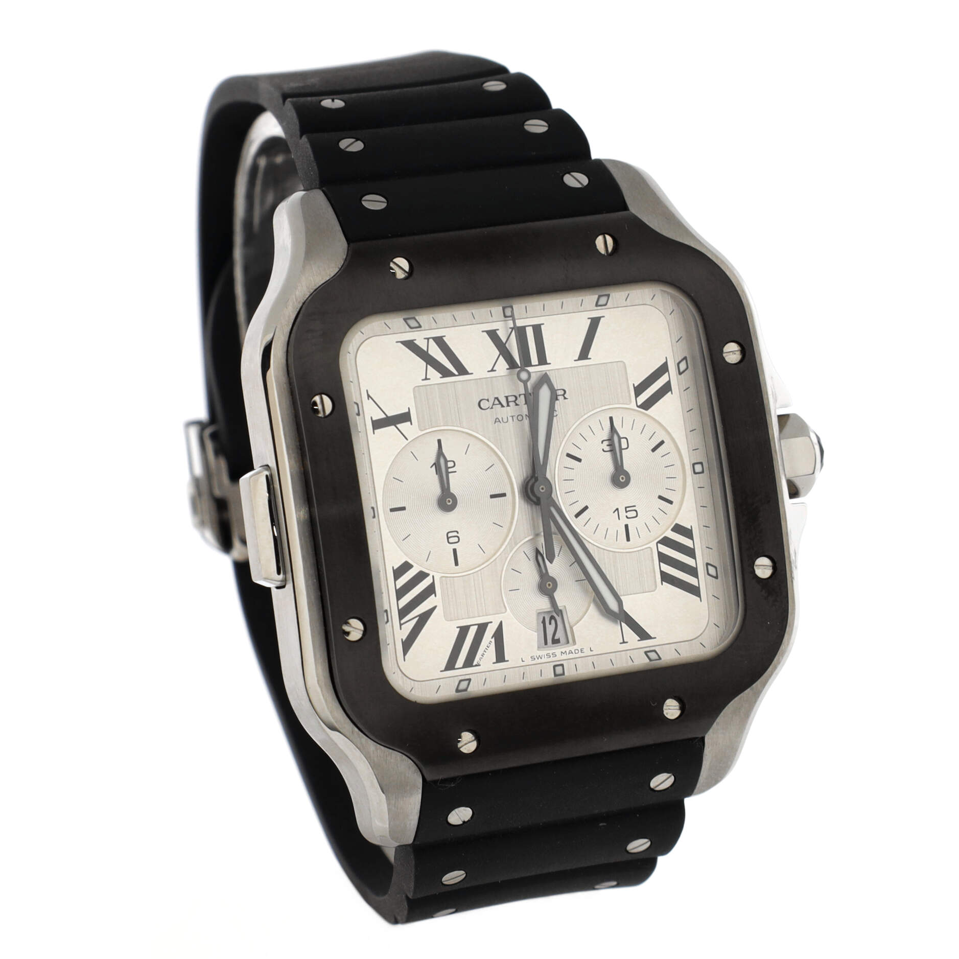 Santos de Cartier Chronograph Automatic Watch Stainless Steel and Rubber 43