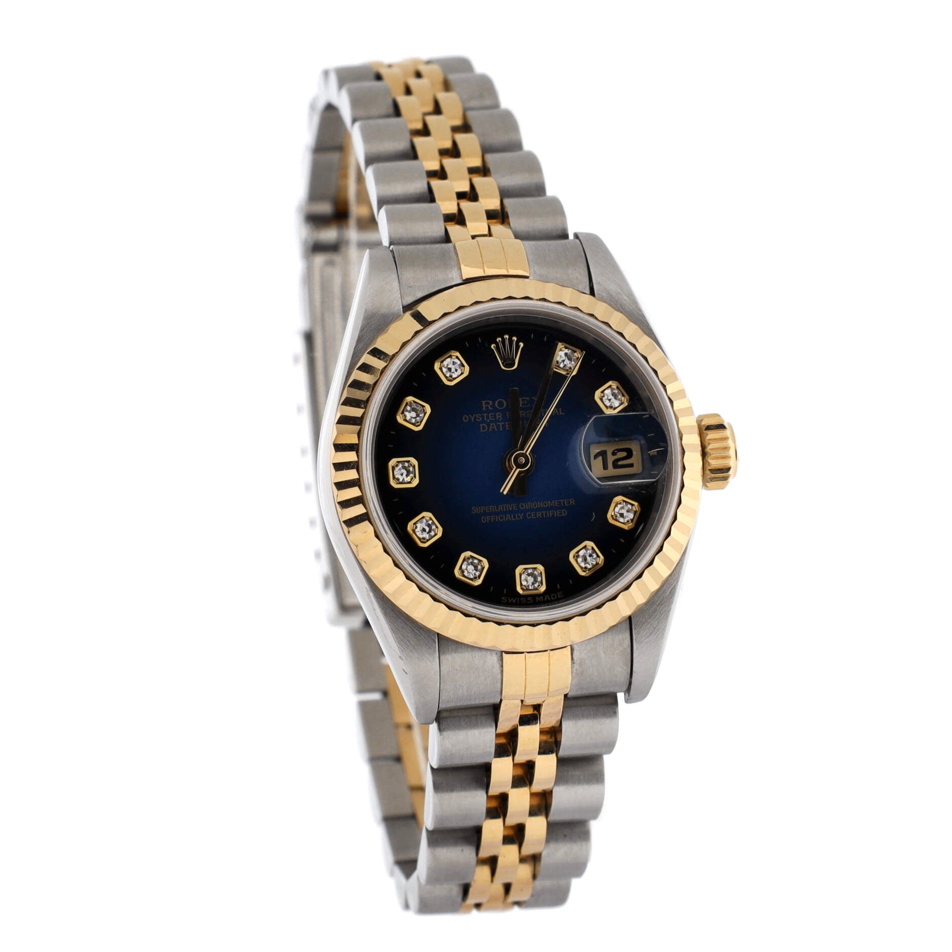 Oyster Perpetual Datejust Automatic Watch Stainless Steel and Yellow Gold with Diamond Markers 26