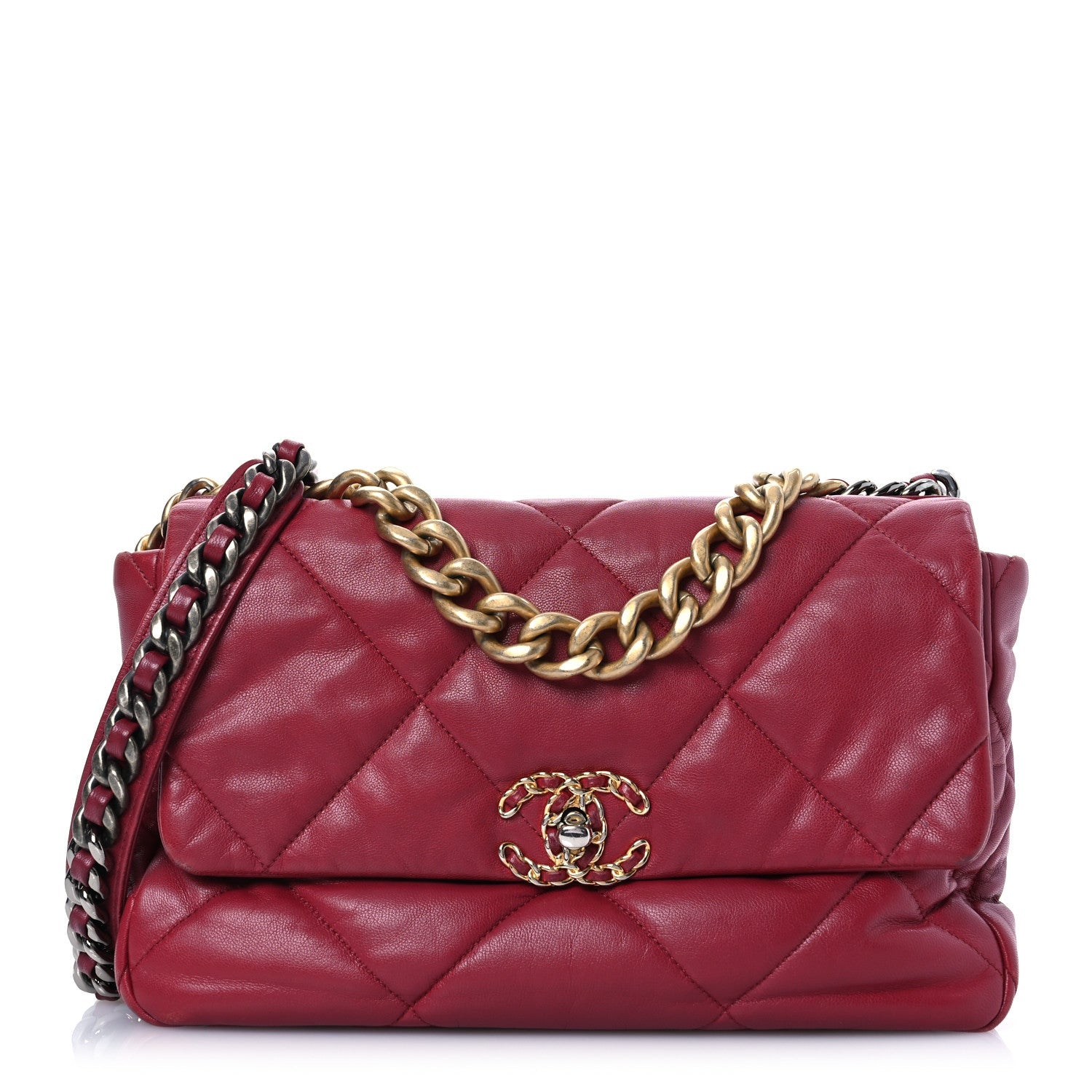 Goatskin Quilted Large Chanel 19 Flap Dark Pink