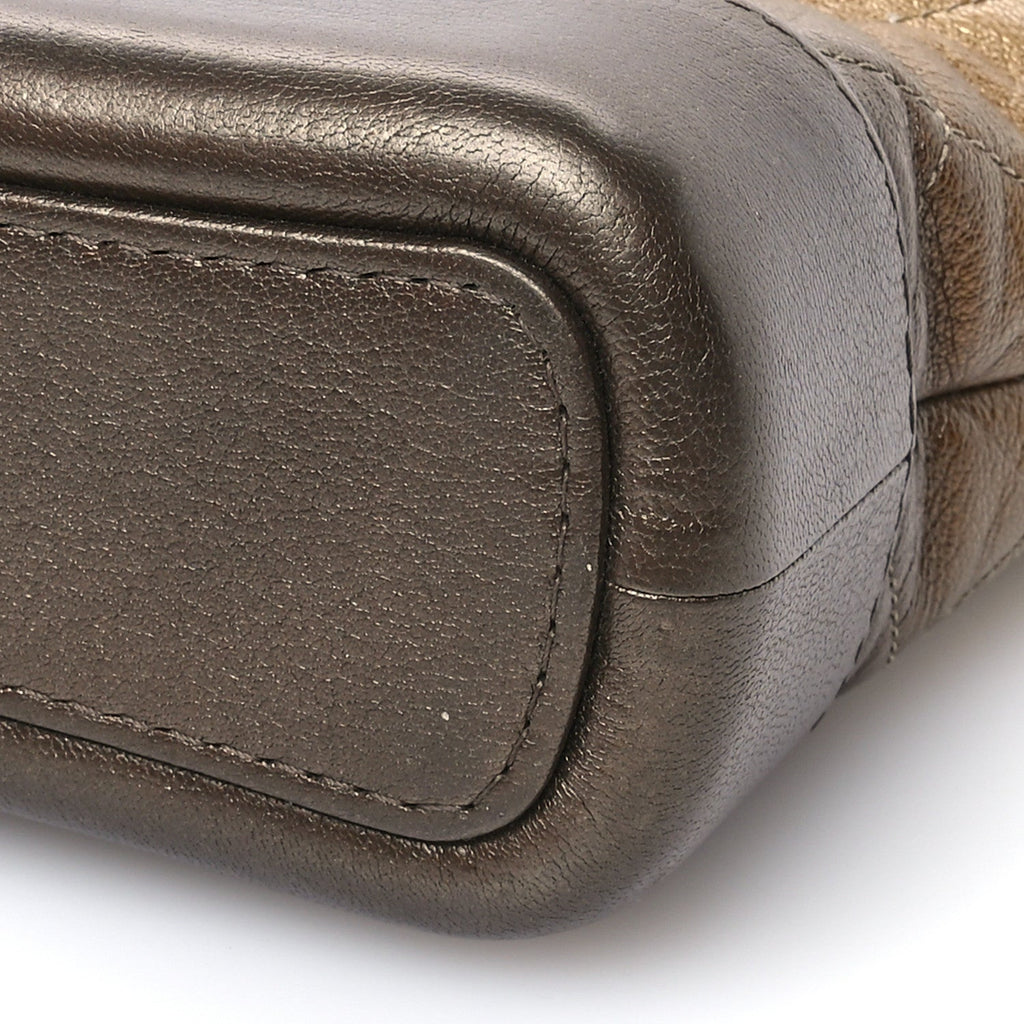 Metallic Goatskin Quilted Small Gabrielle Hobo Gold Bronze