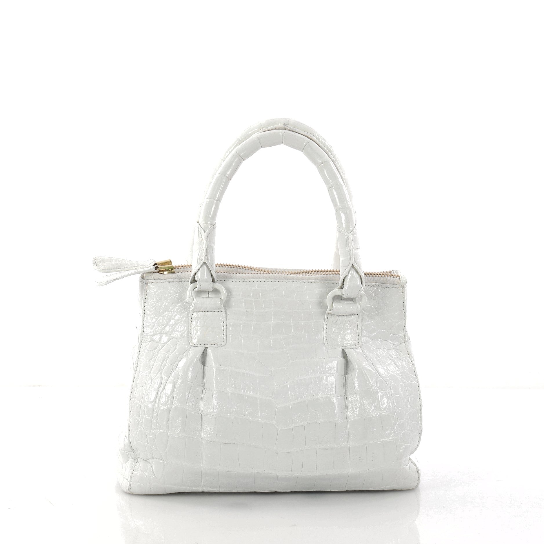 Double Zip Convertible Tote Crocodile Mini